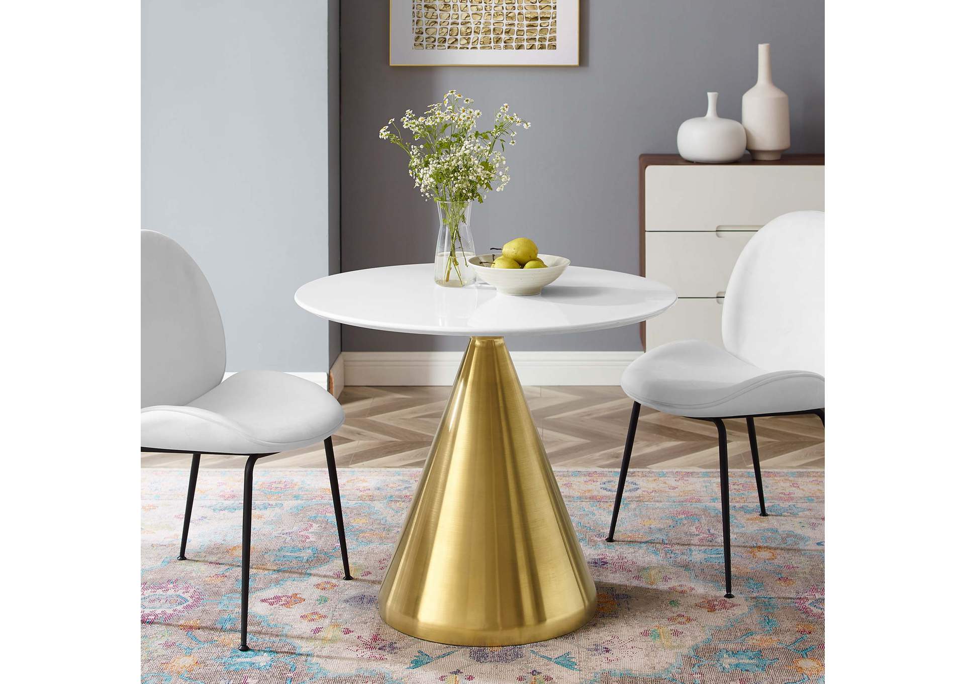 Gold White Tupelo 36" Dining Table,Modway