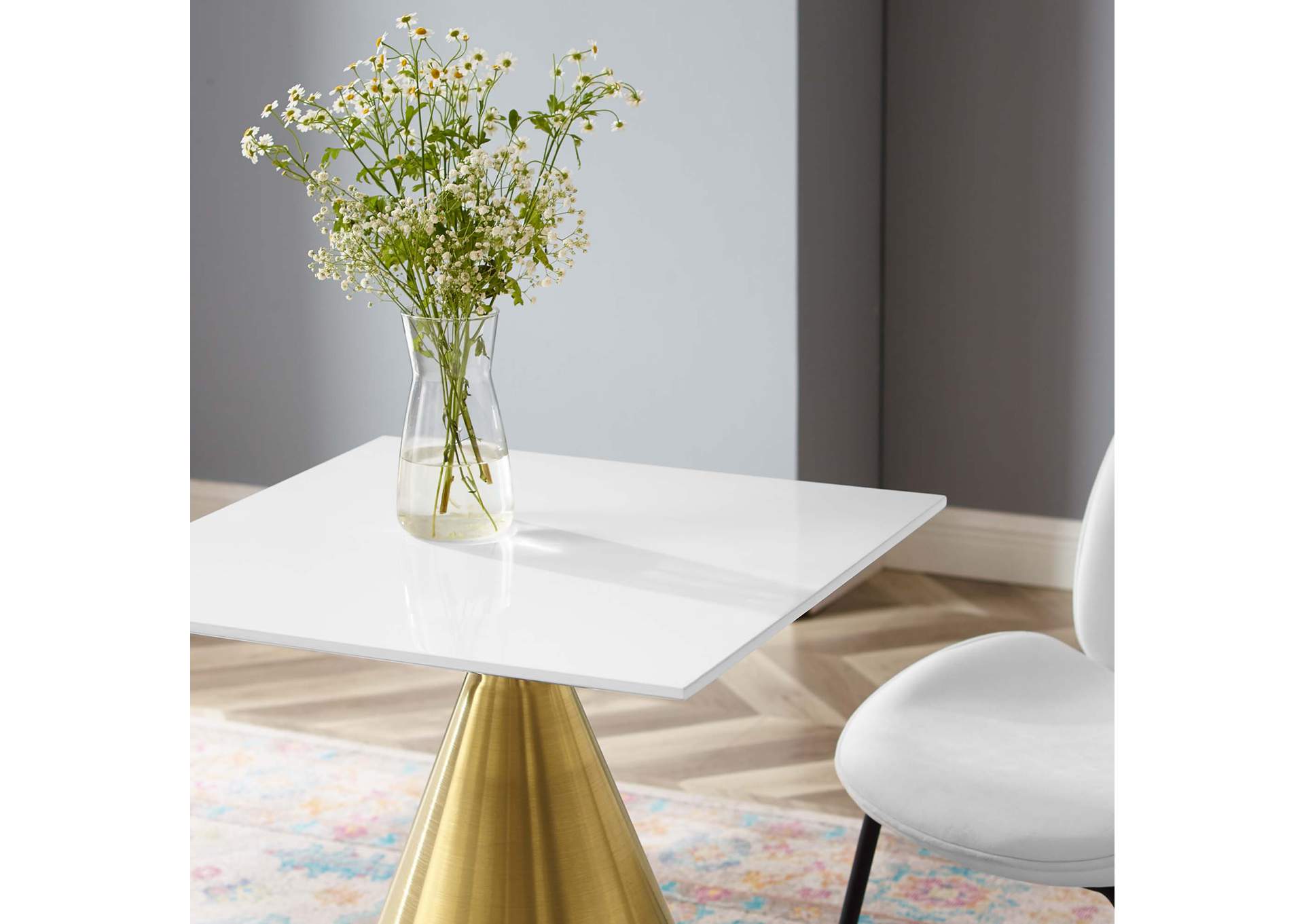 Gold White Tupelo 24" Square Dining Table,Modway