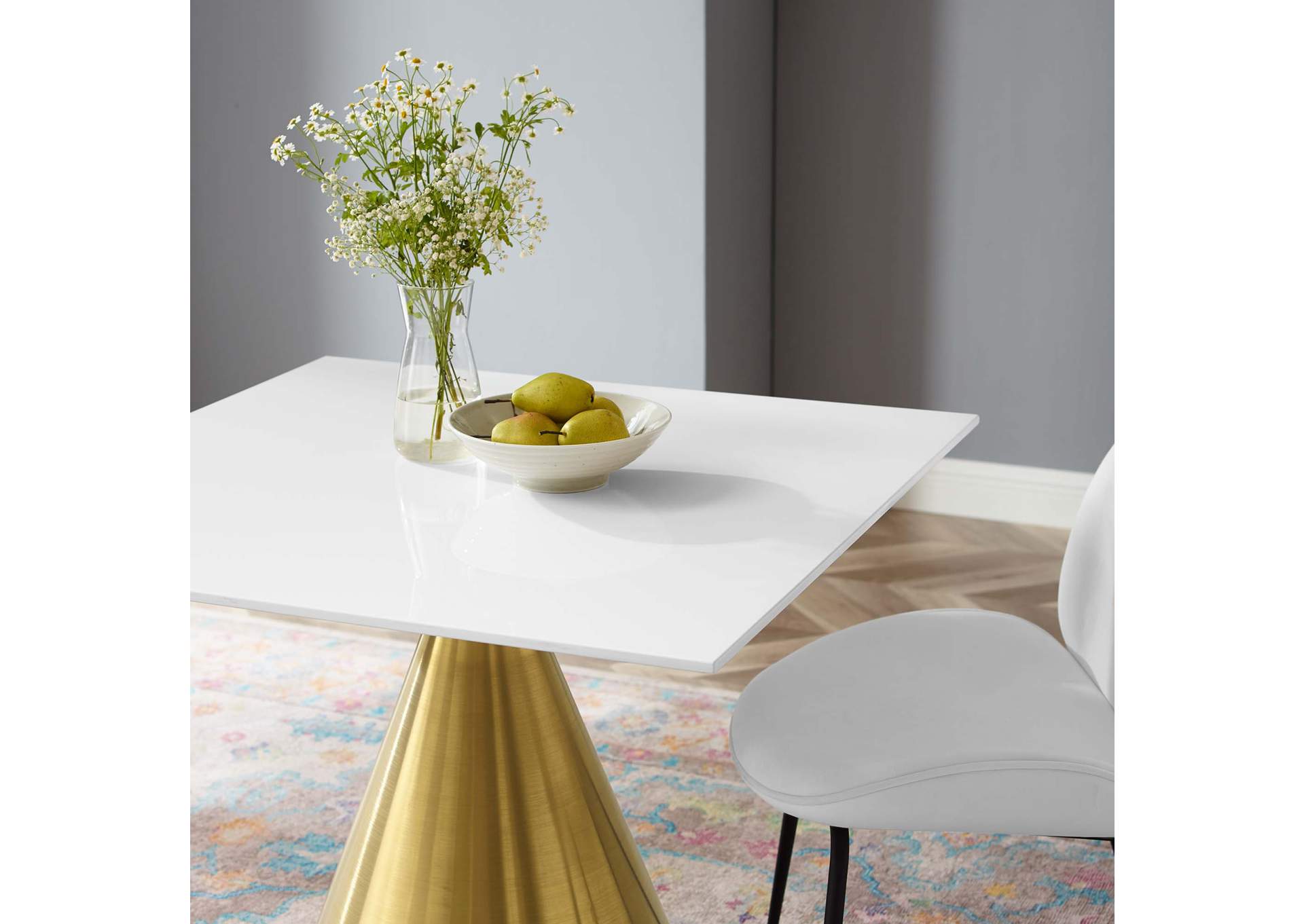Gold White Tupelo 36" Square Dining Table,Modway