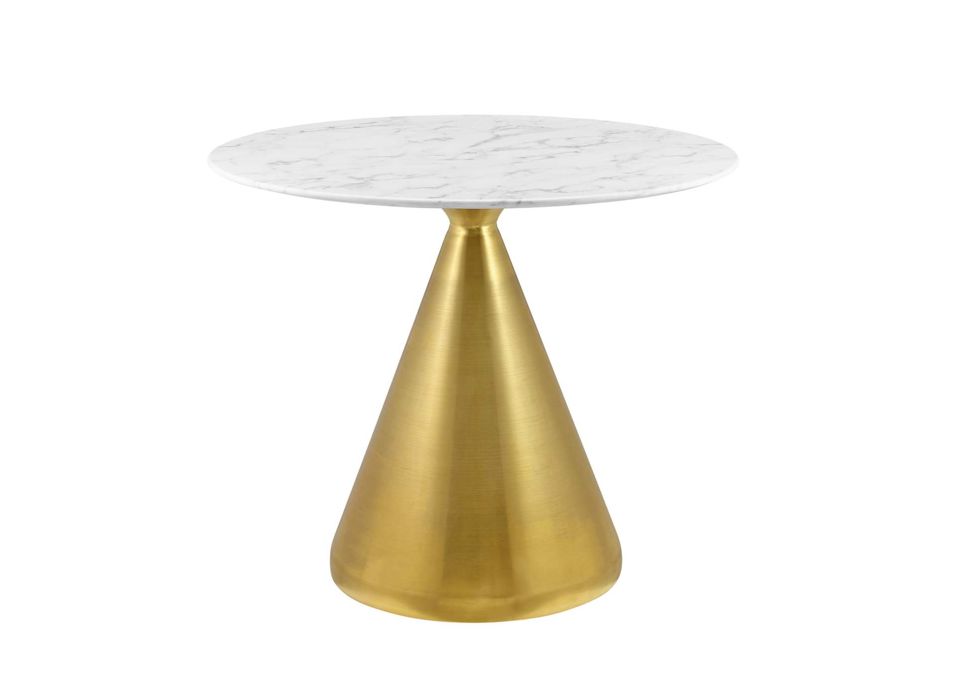 Gold White Tupelo 36" Artificial Marble Dining Table,Modway