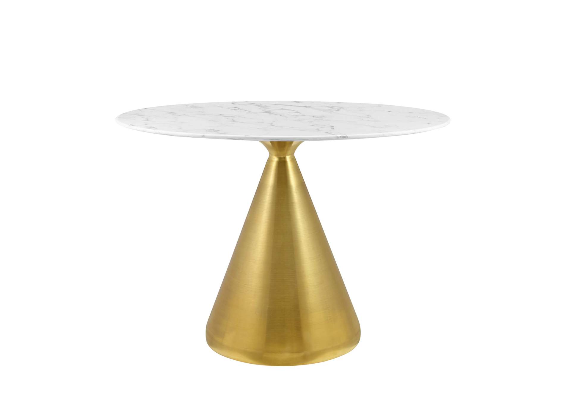 Gold White Tupelo 42" Oval Artificial Marble Dining Table,Modway
