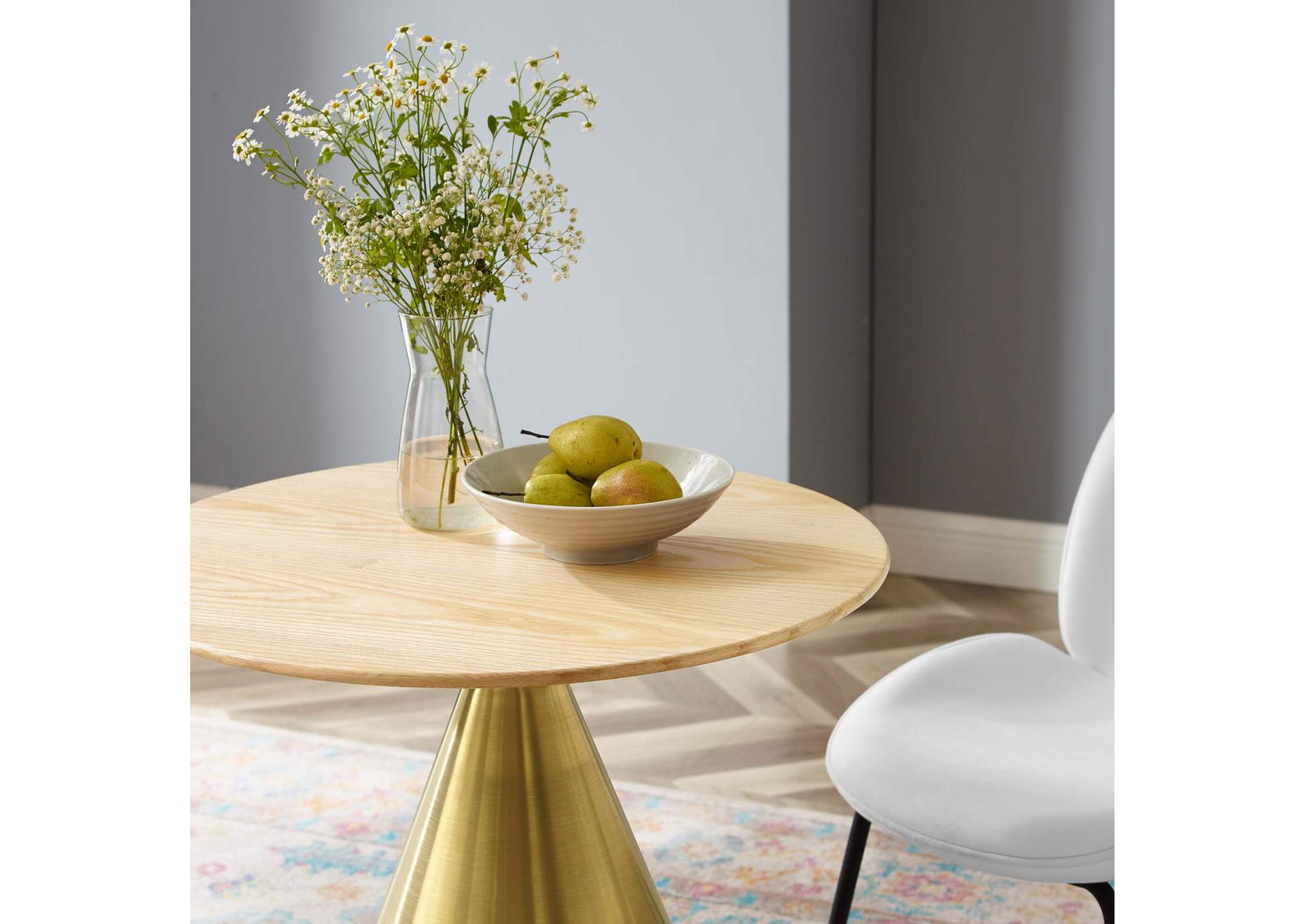 Gold Natural Tupelo 28" Dining Table,Modway