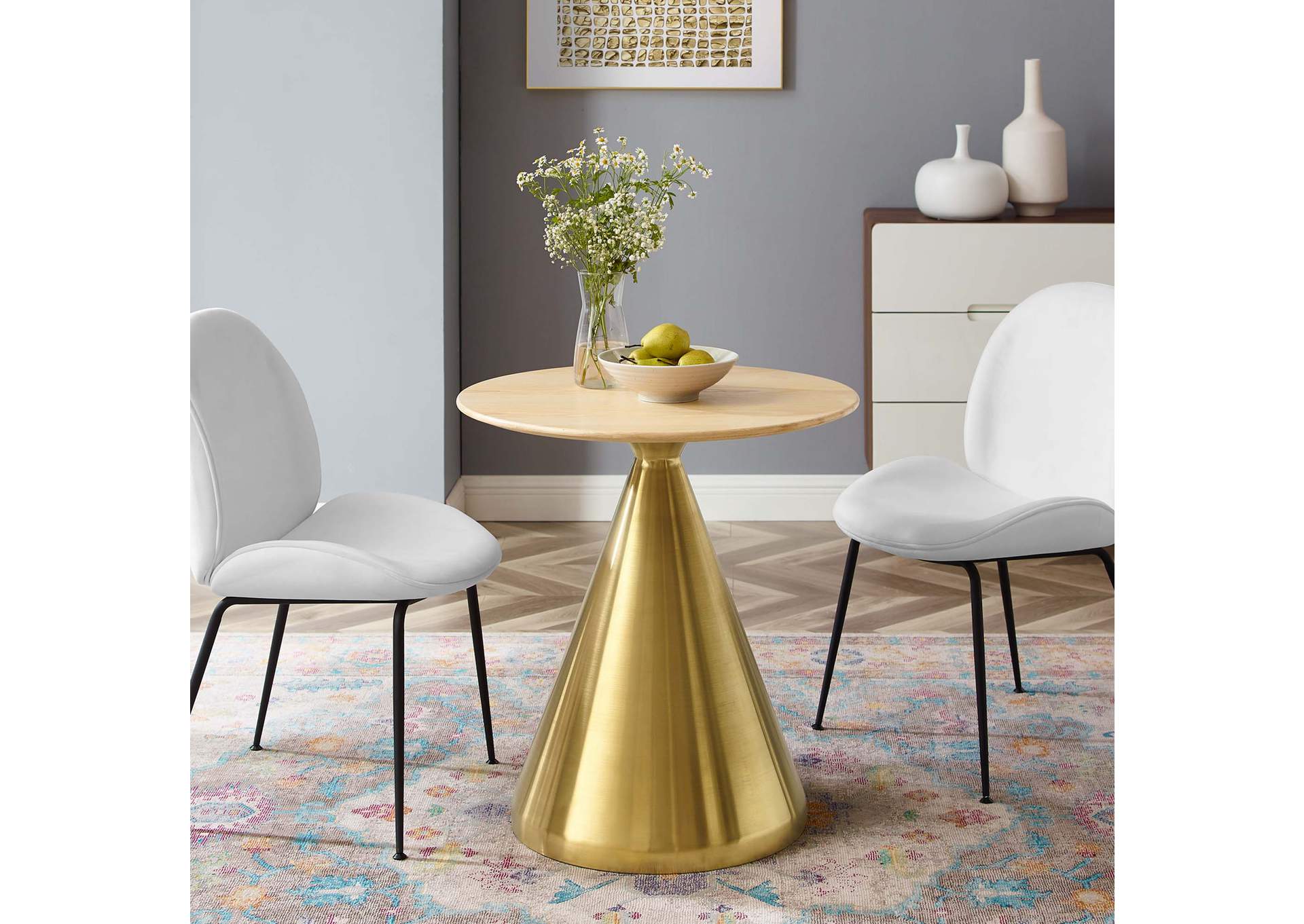 Gold Natural Tupelo 28" Dining Table,Modway