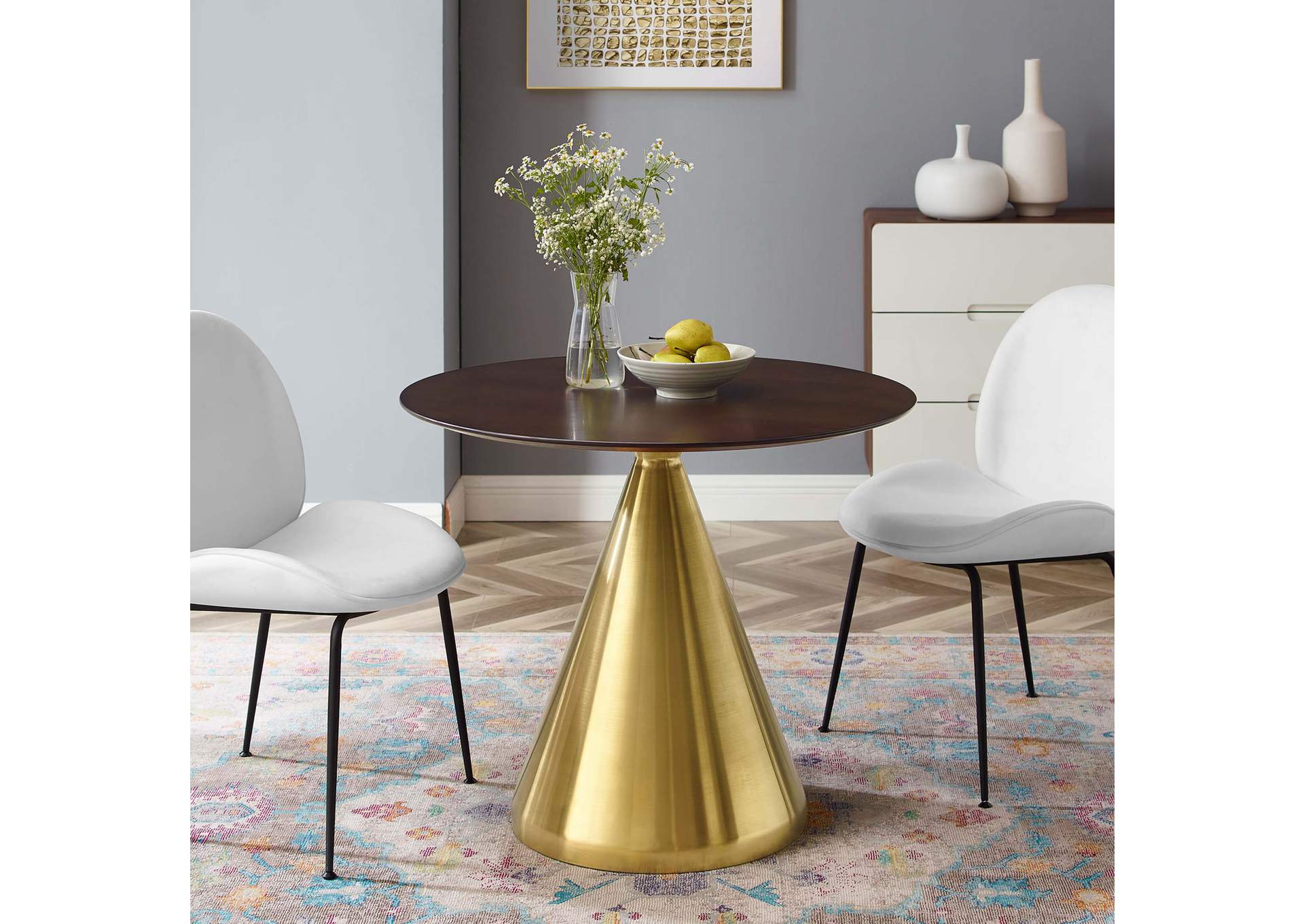 Gold Cherry Walnut Tupelo 36" Dining Table,Modway