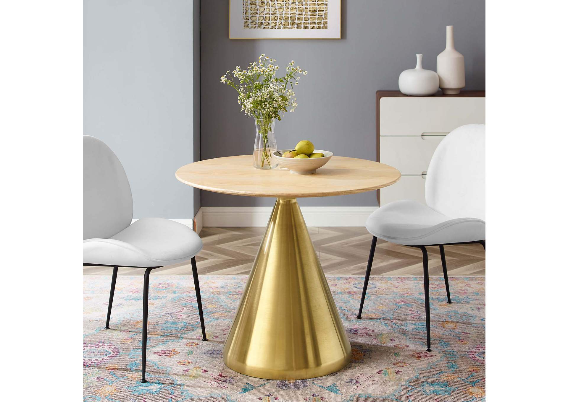 Gold Natural Tupelo 36" Dining Table,Modway