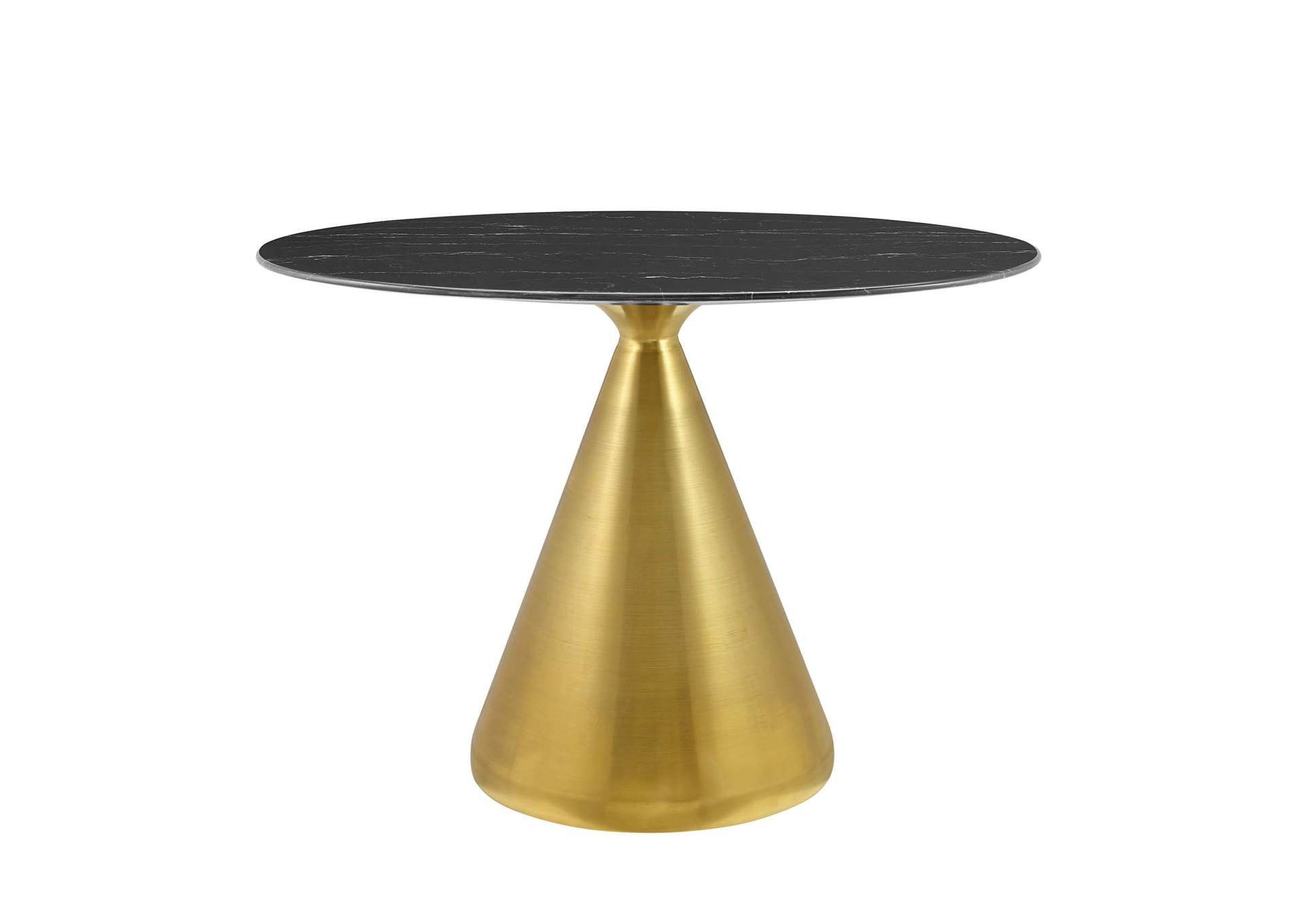 Gold Black Tupelo 42" Oval Artificial Marble Dining Table,Modway