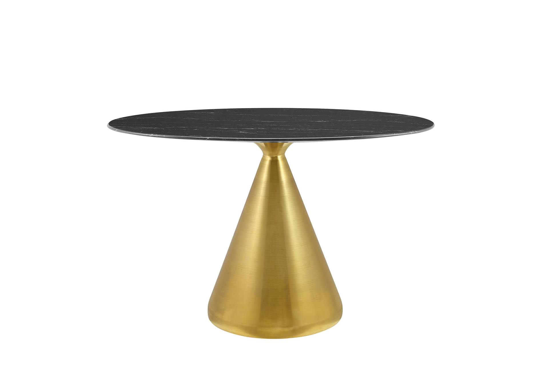Gold Black Tupelo 48" Oval Artificial Marble Dining Table,Modway