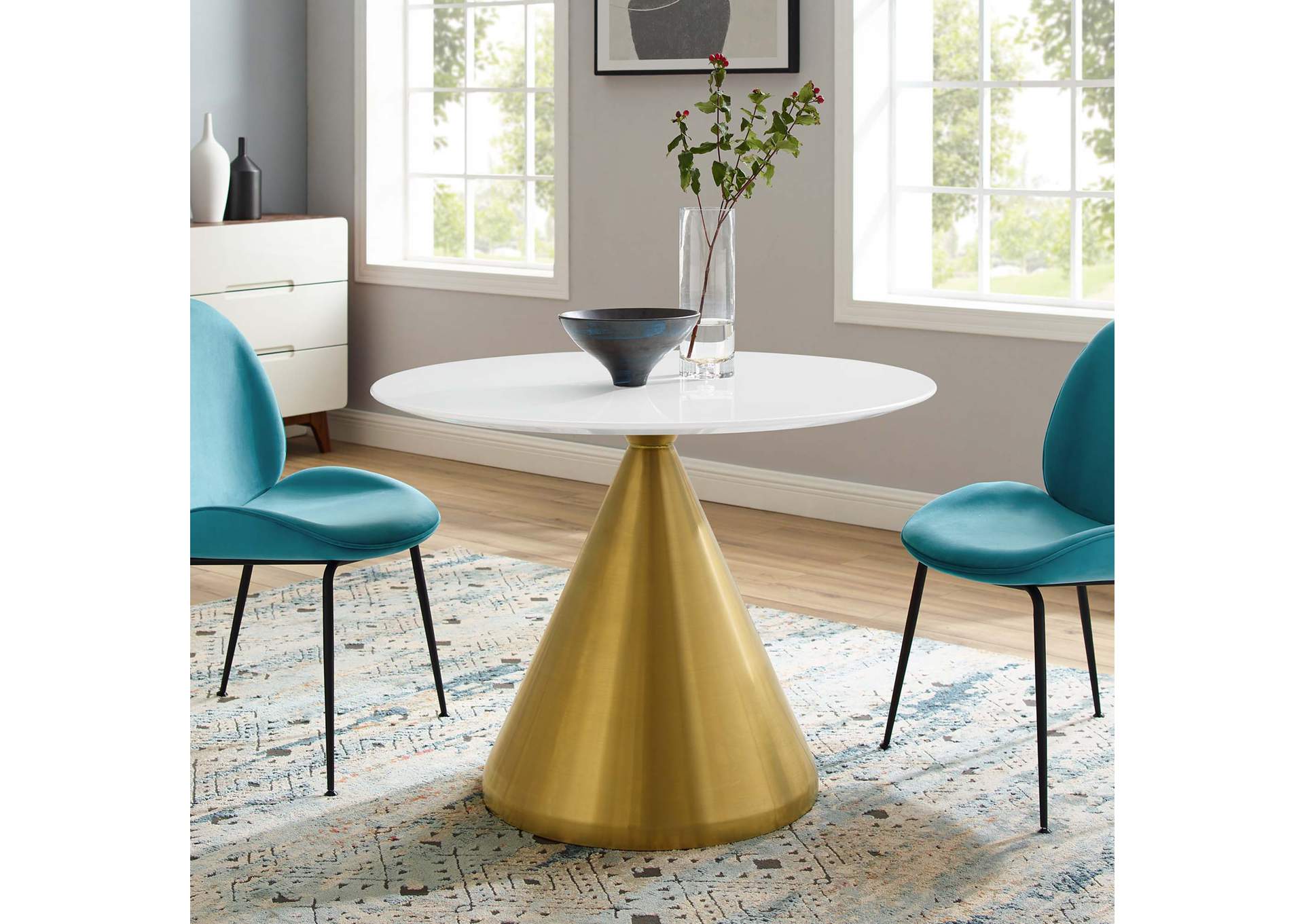 Gold White Tupelo 40" Dining Table,Modway