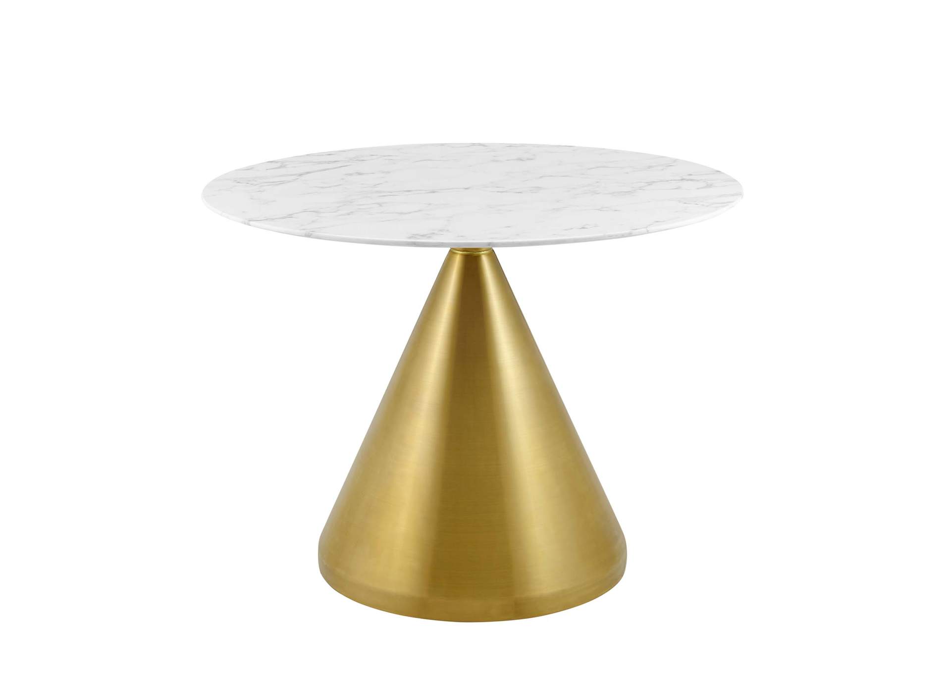 Gold White Tupelo 40" Artificial Marble Dining Table,Modway