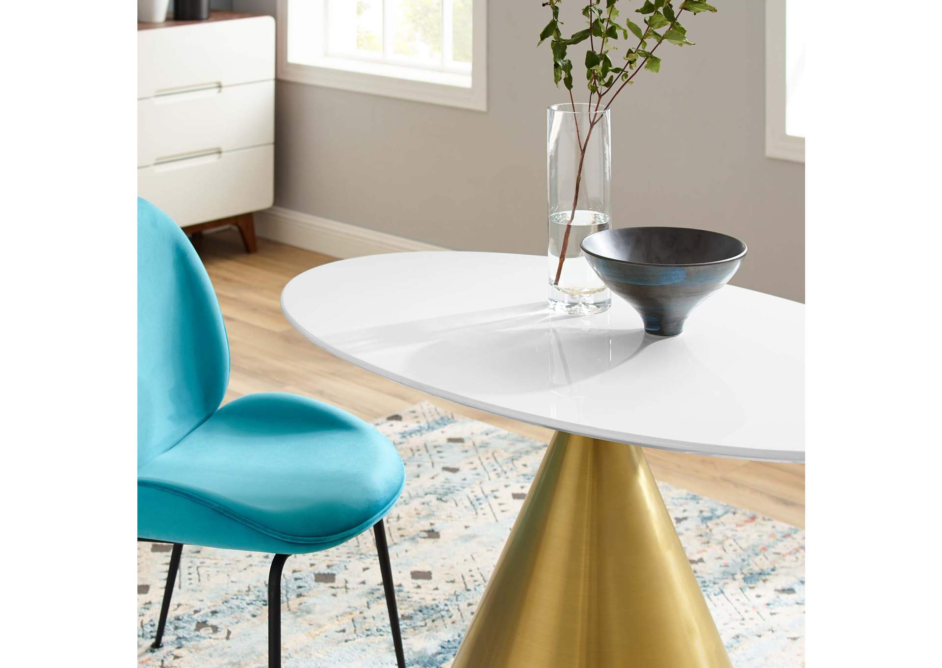 Gold White Tupelo 48" Oval Dining Table,Modway