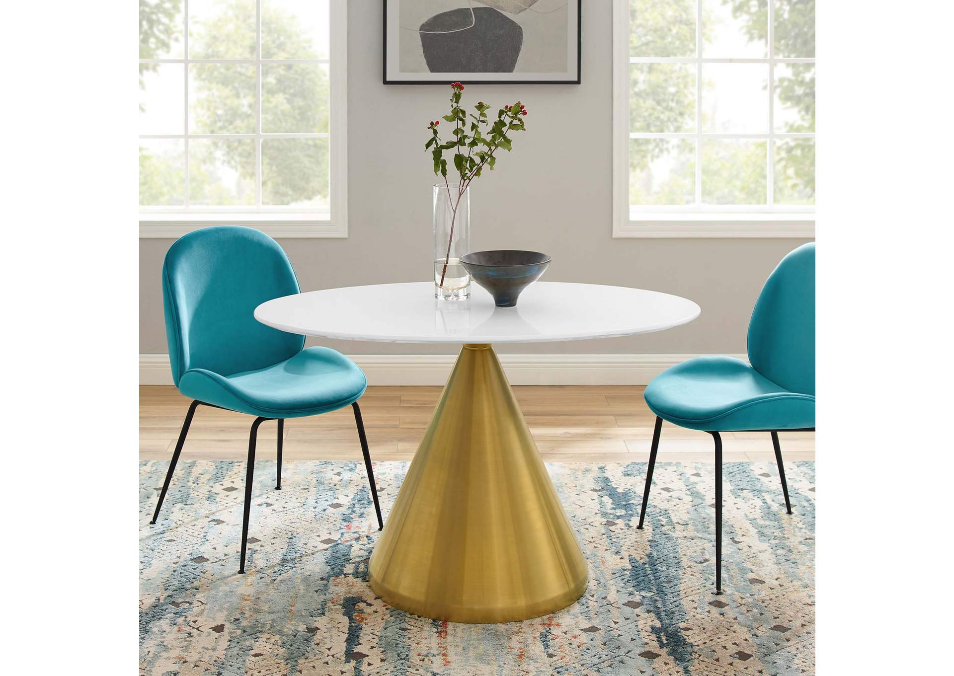 Gold White Tupelo 48" Oval Dining Table,Modway