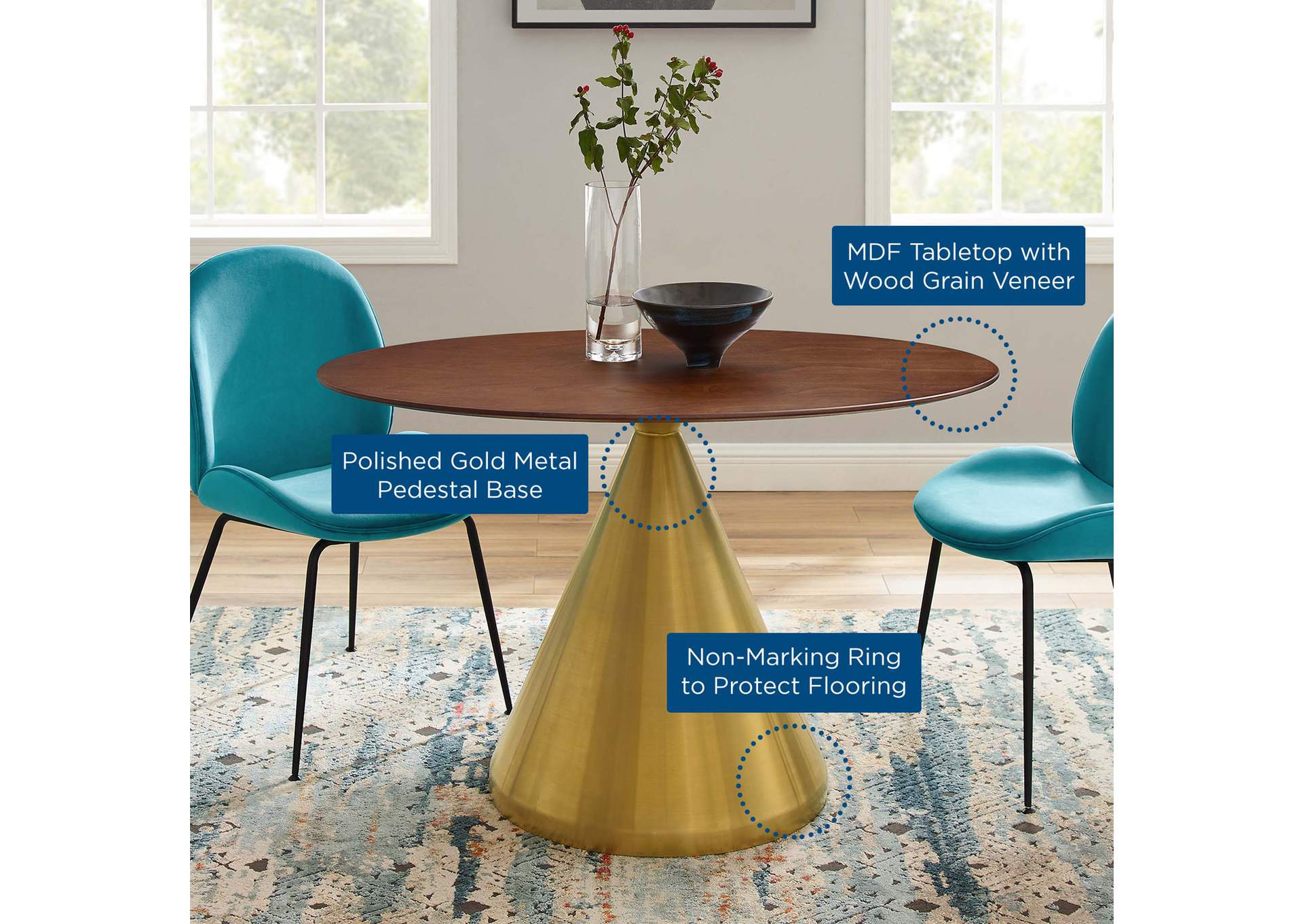 Gold Walnut Tupelo 48" Oval Dining Table,Modway
