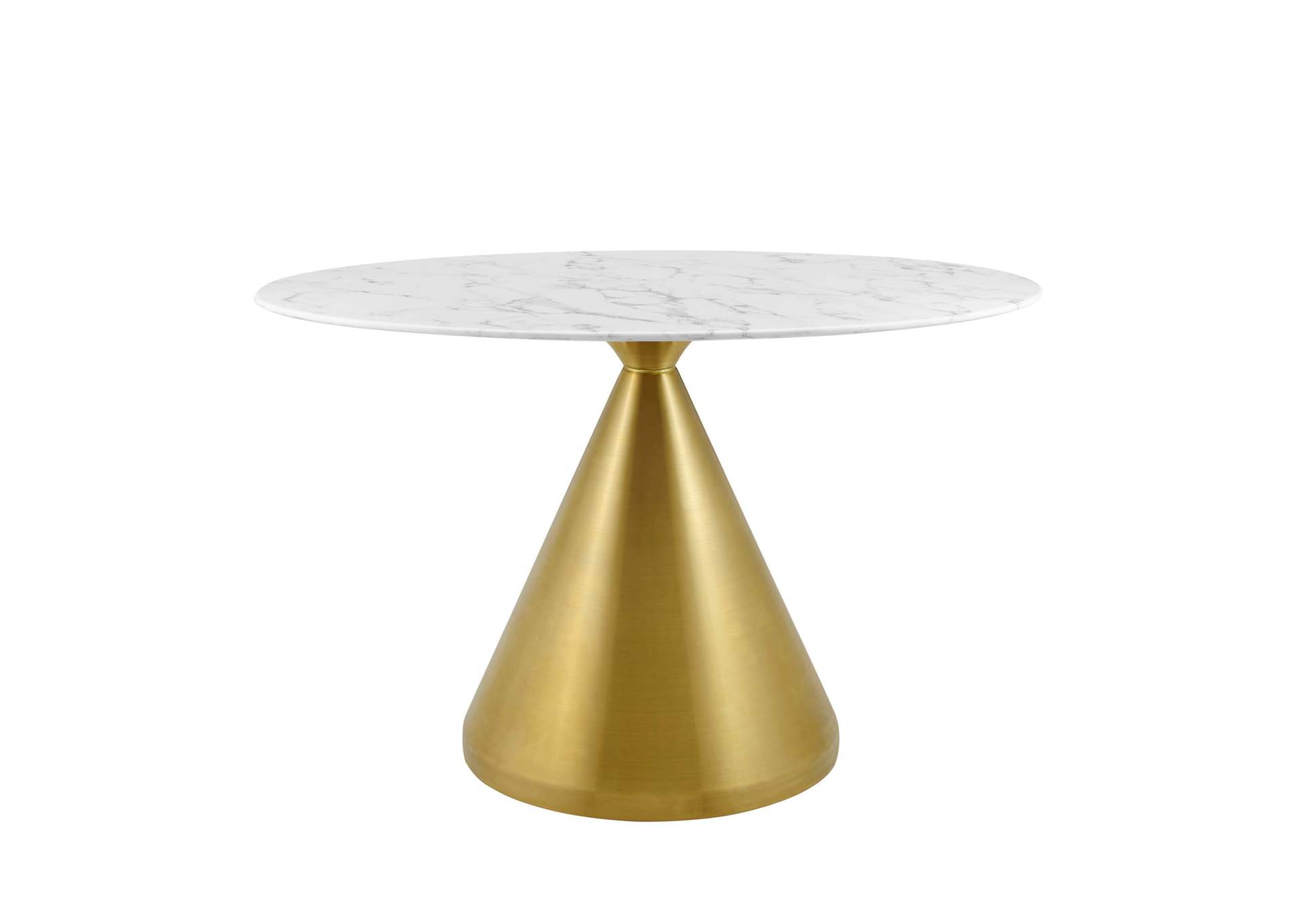 Gold White Tupelo 48" Oval Artificial Marble Dining Table,Modway