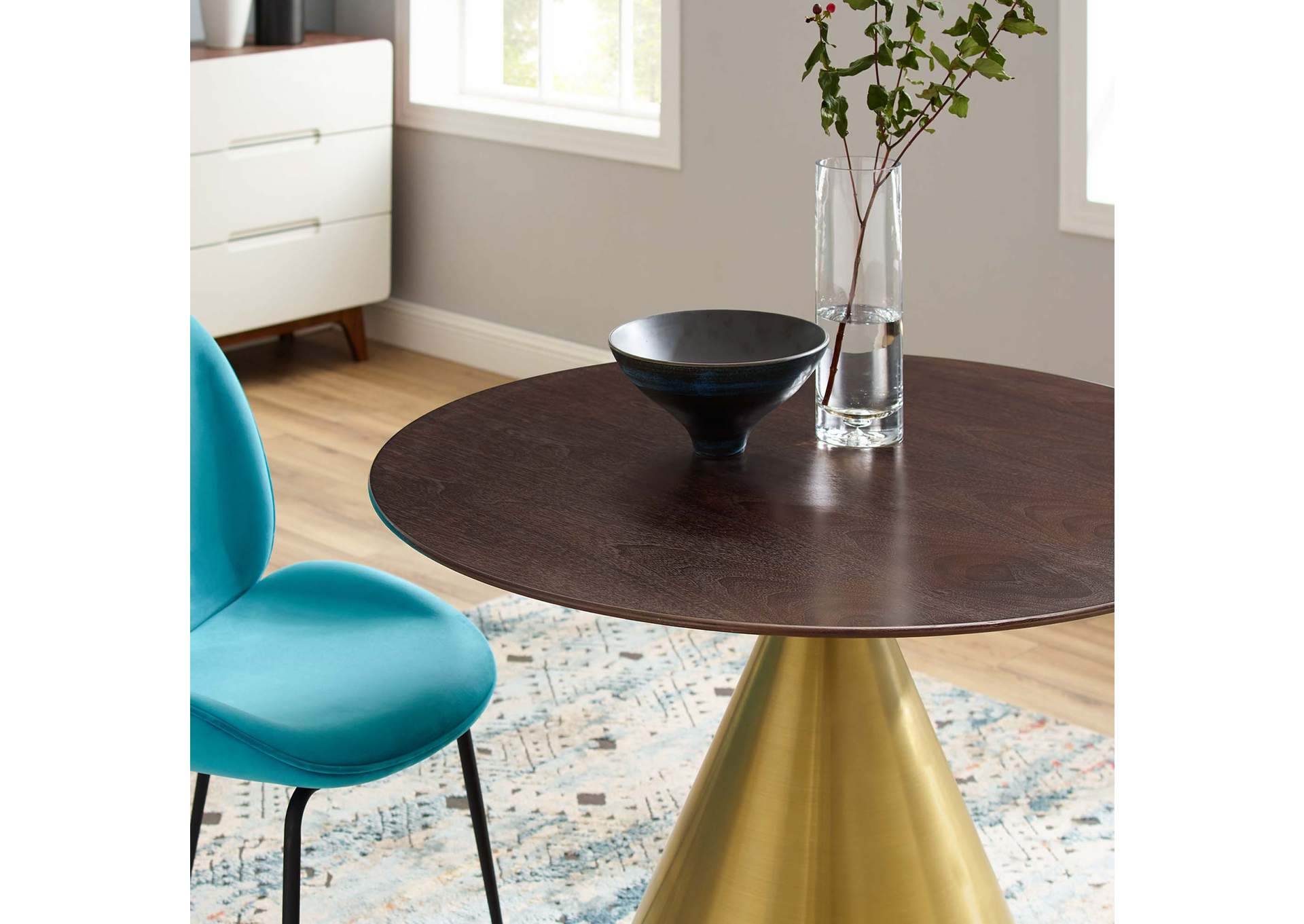 Gold Cherry Walnut Tupelo 40" Dining Table,Modway