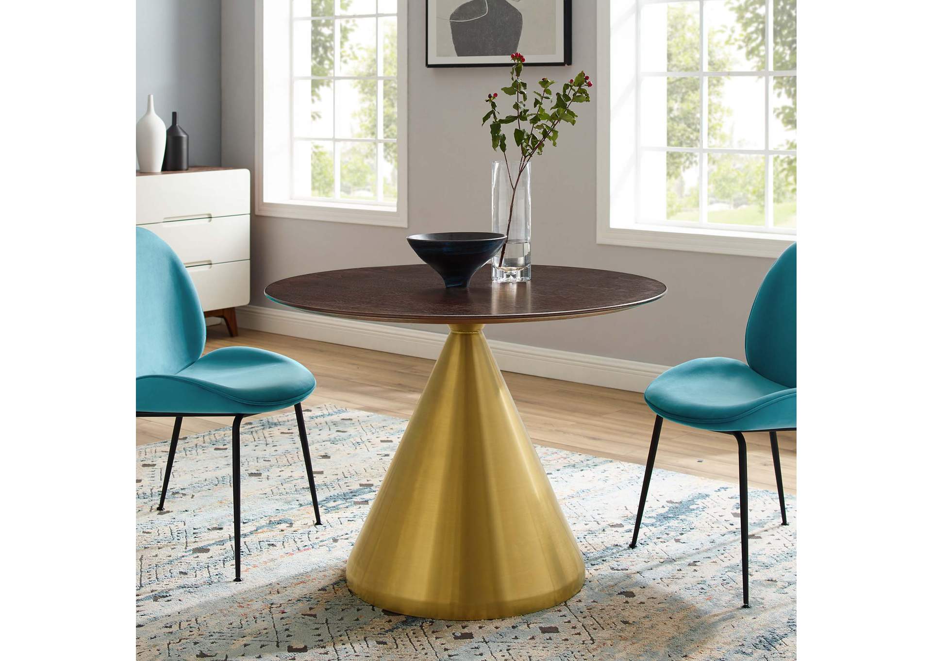 Gold Cherry Walnut Tupelo 40" Dining Table,Modway