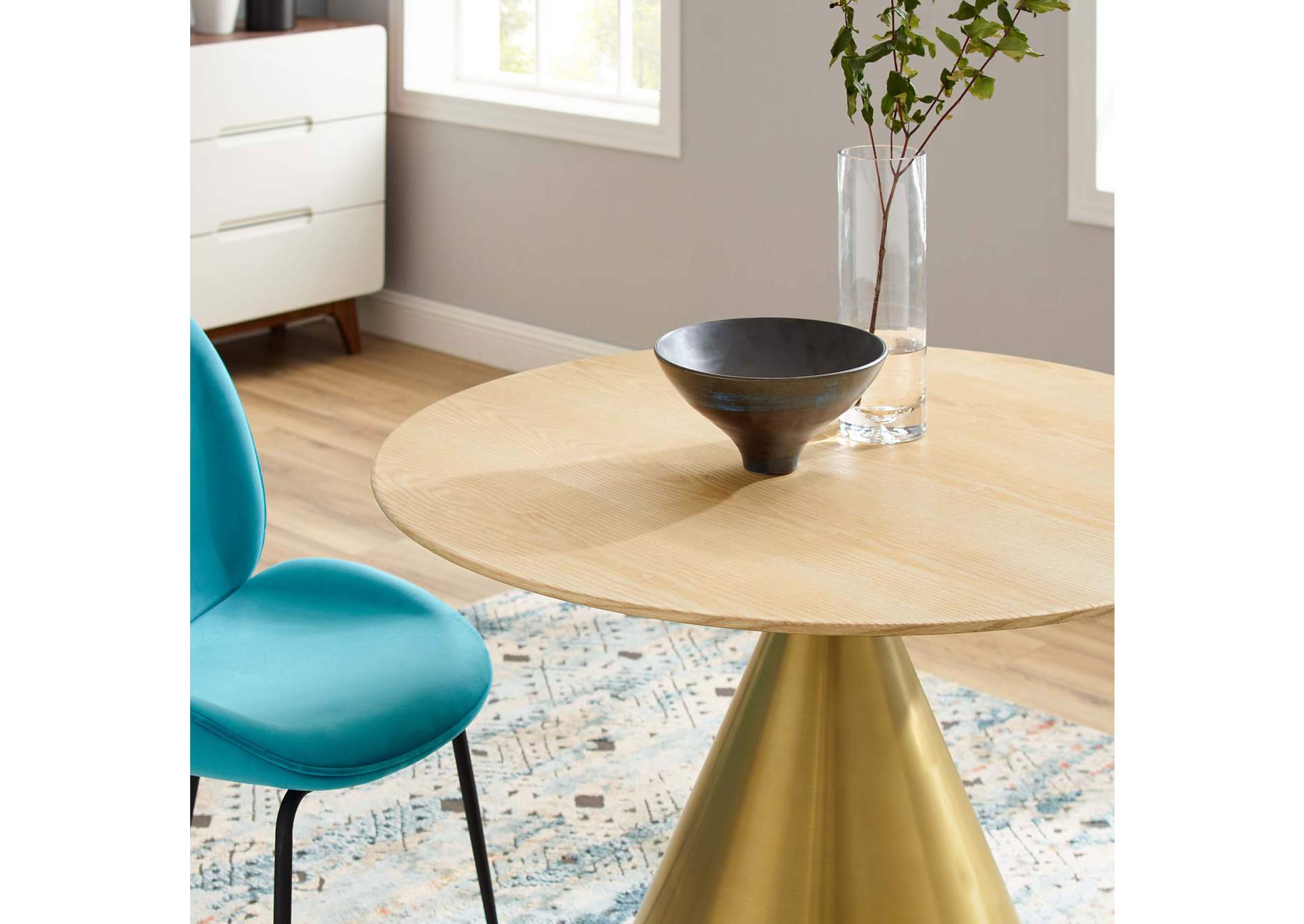 Gold Natural Tupelo 40" Dining Table,Modway