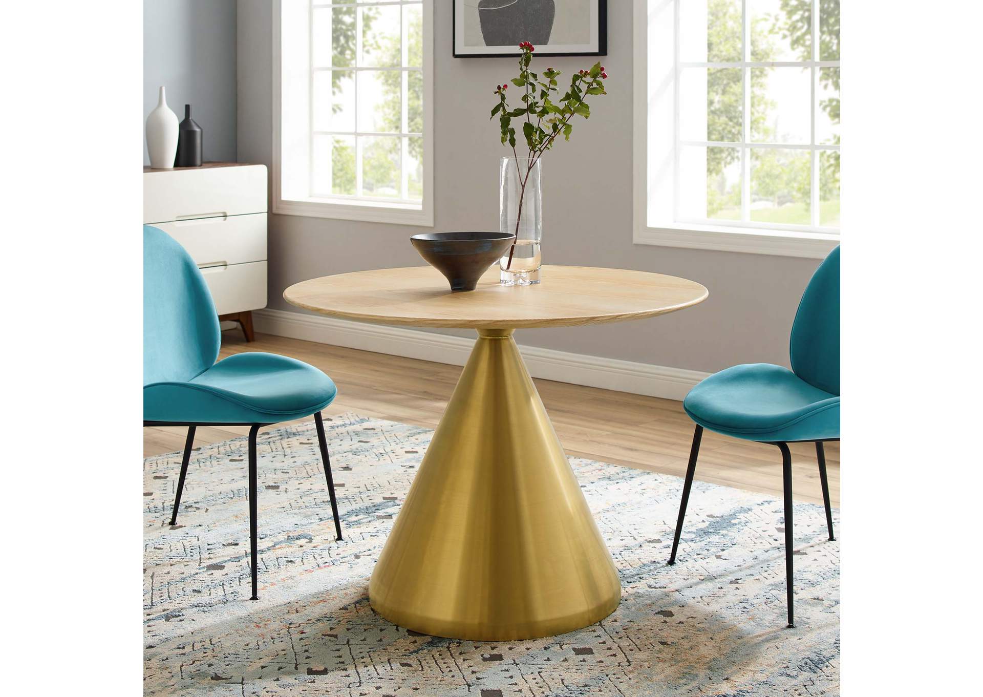 Gold Natural Tupelo 40" Dining Table,Modway
