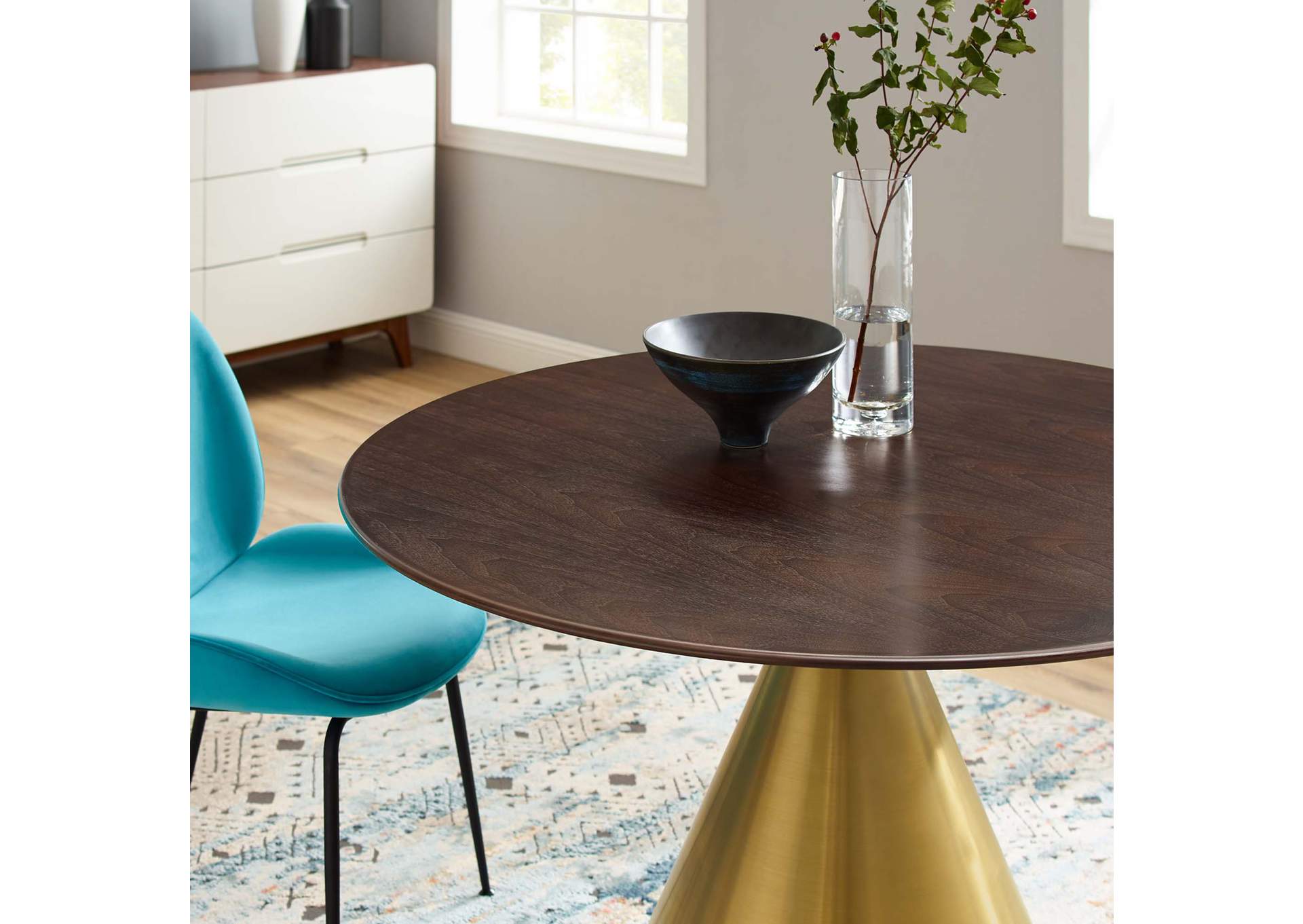 Gold Cherry Walnut Tupelo 47" Dining Table,Modway