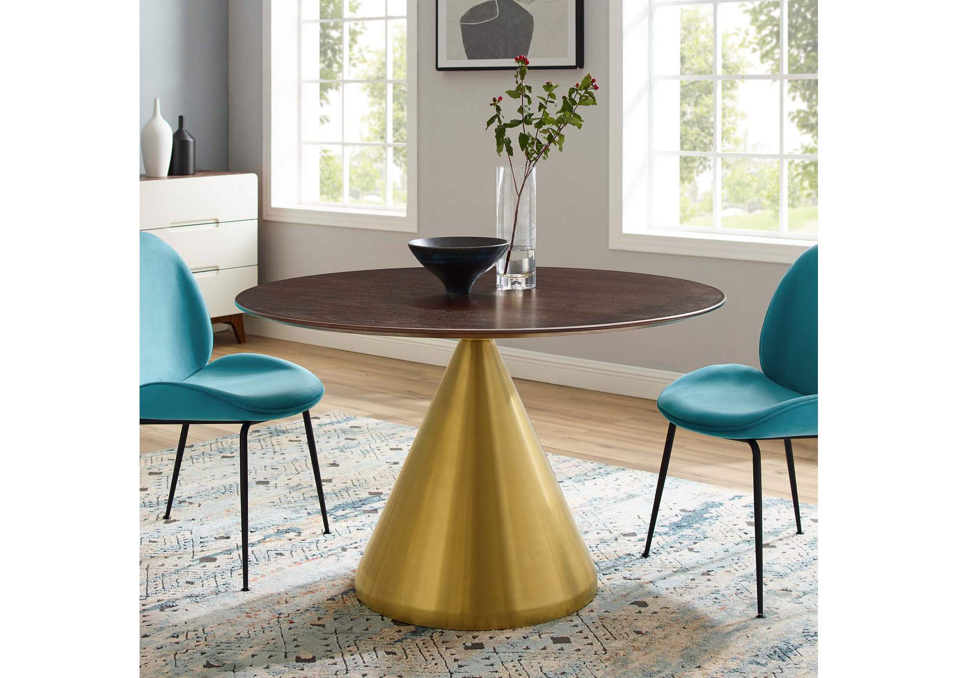 Gold Cherry Walnut Tupelo 47" Dining Table,Modway