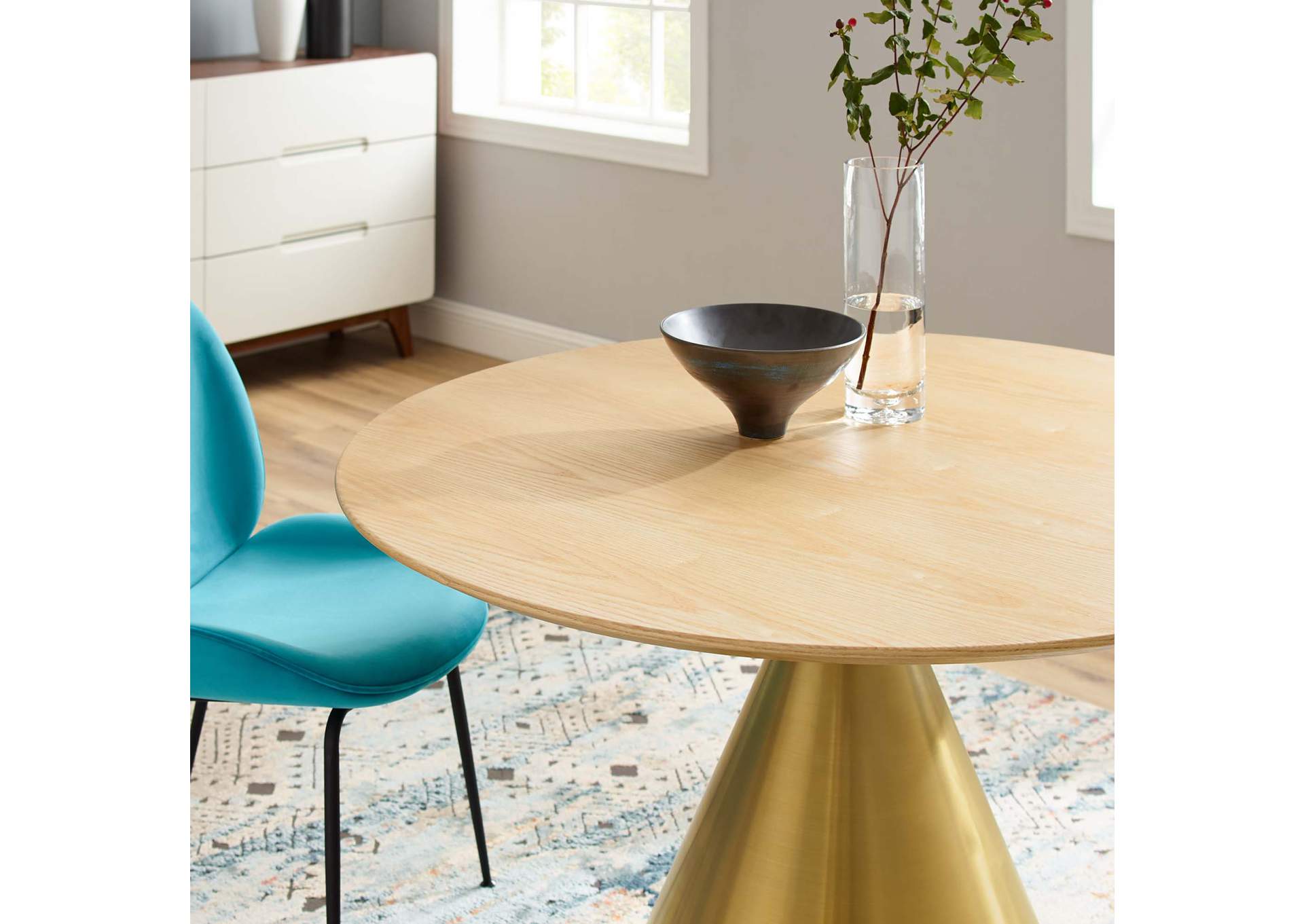 Gold Natural Tupelo 47" Dining Table,Modway