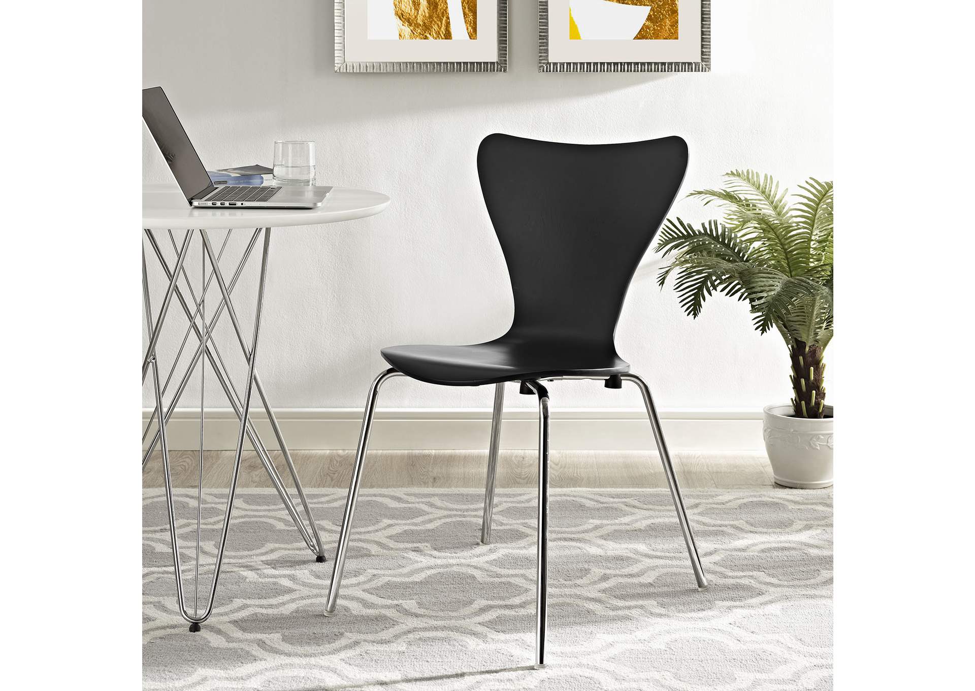 Black Ernie Dining Side Chair,Modway