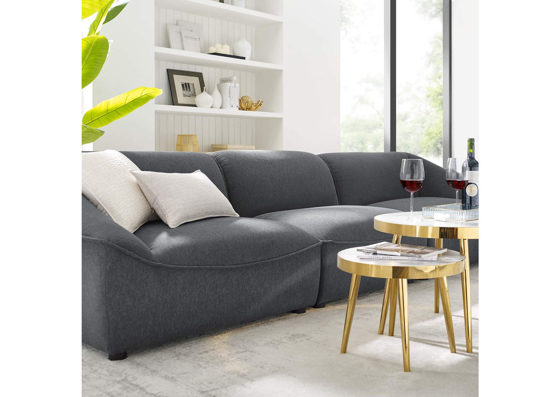 Charcoal Comprise 3-Piece Sofa,Modway