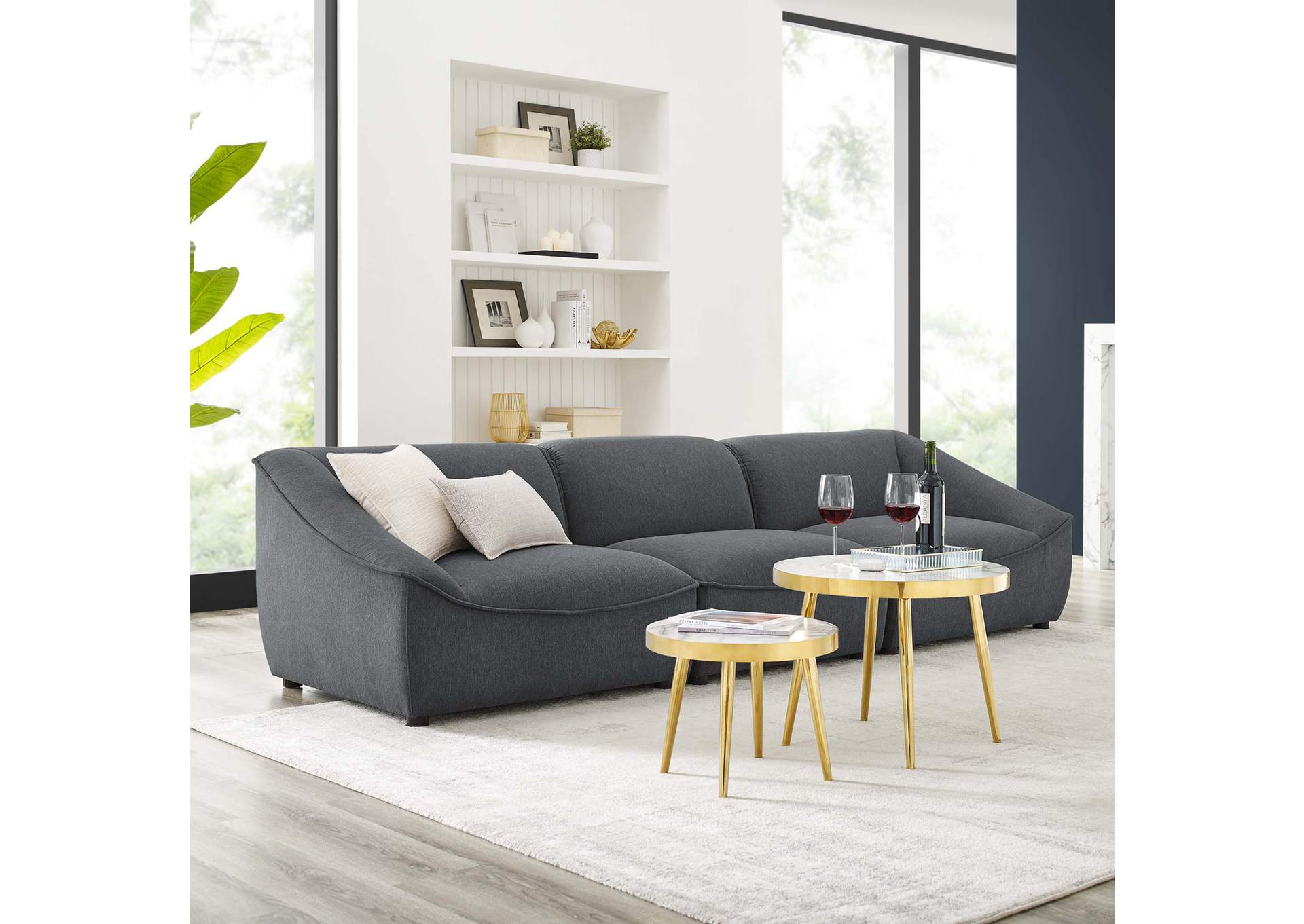 Charcoal Comprise 3-Piece Sofa,Modway