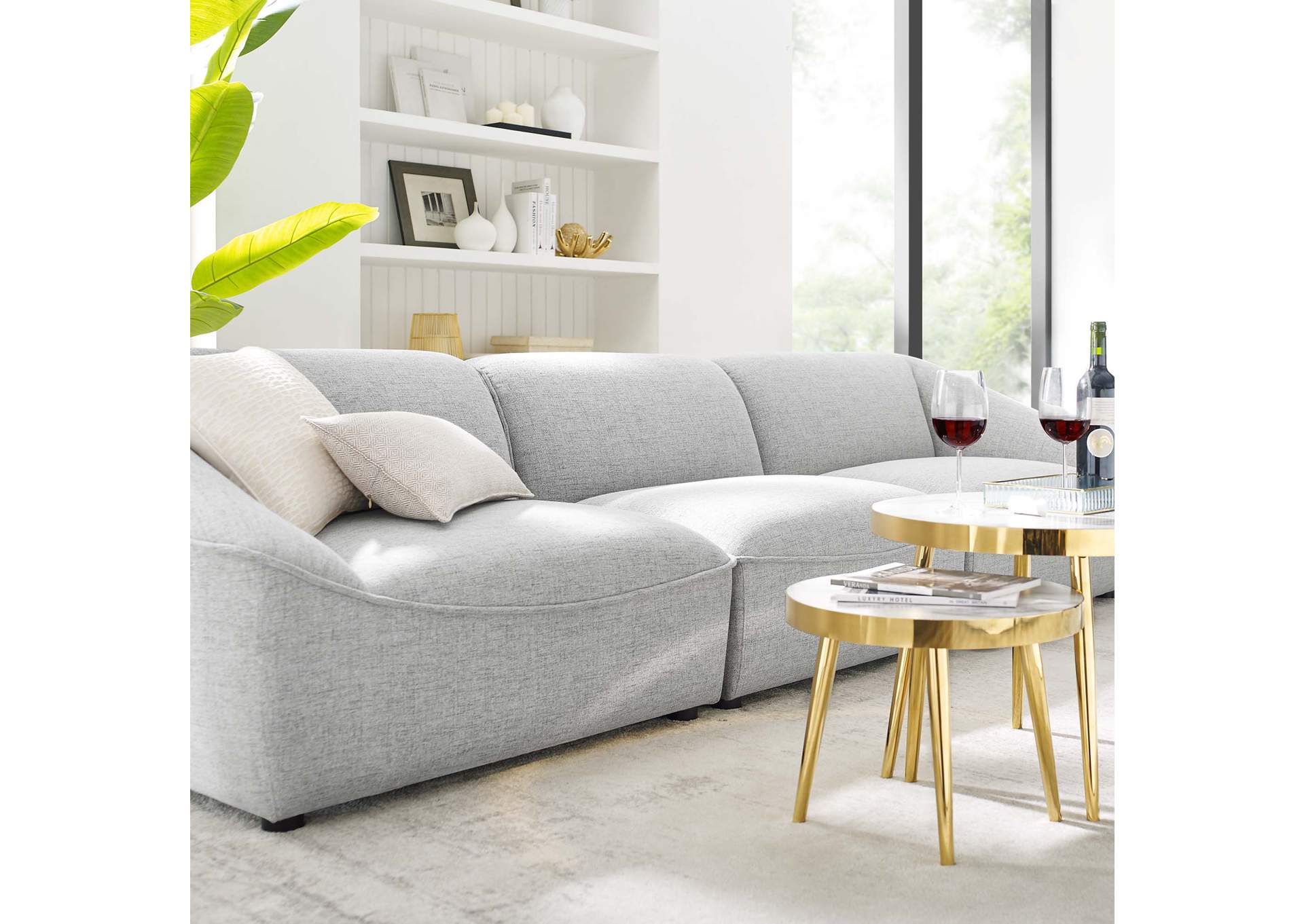 Light Gray Comprise 3-Piece Sofa,Modway