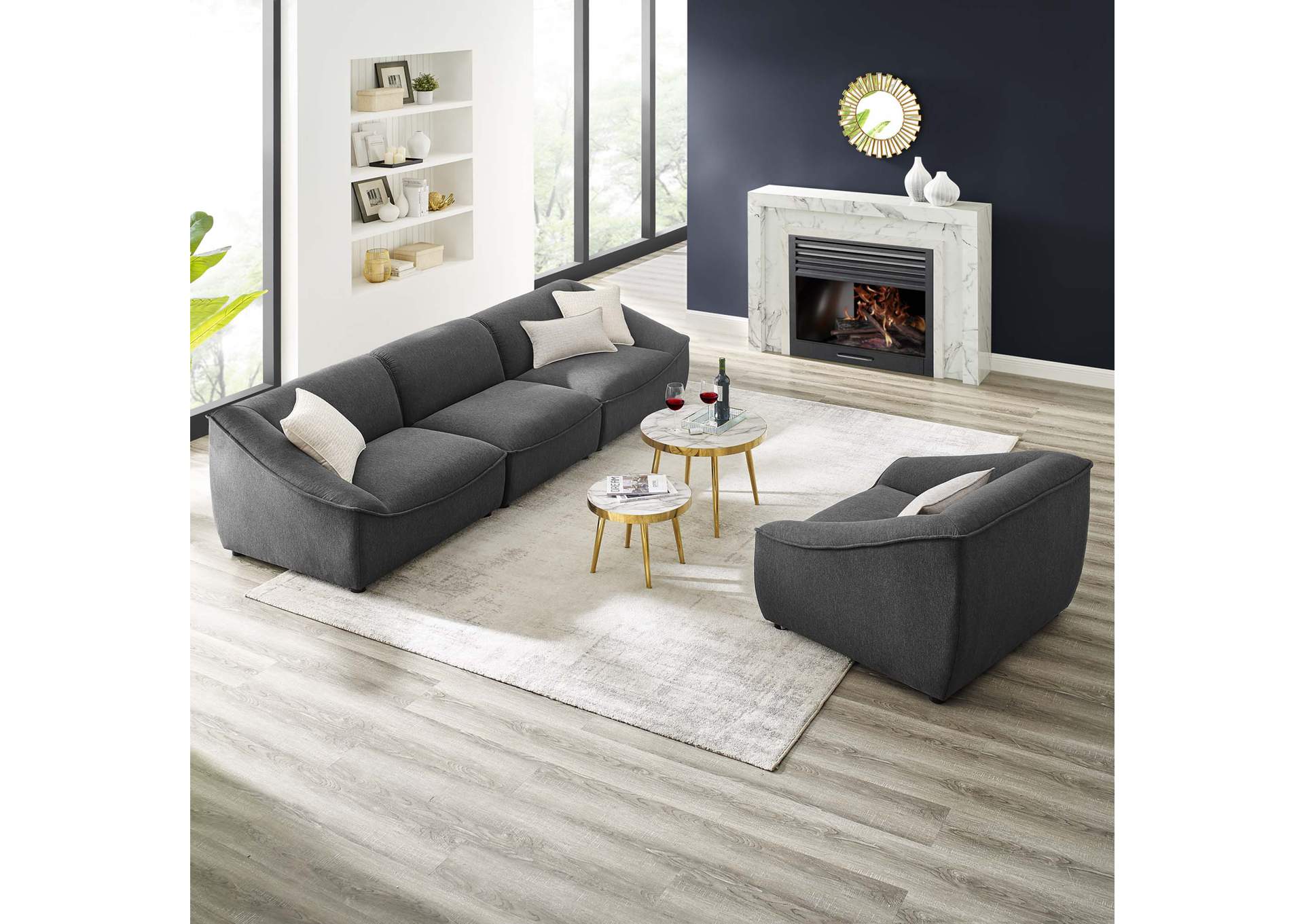 Charcoal Comprise 4-Piece Living Room Set,Modway
