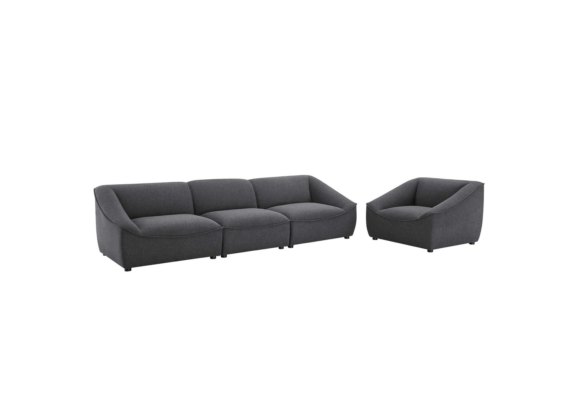 Charcoal Comprise 4-Piece Living Room Set,Modway