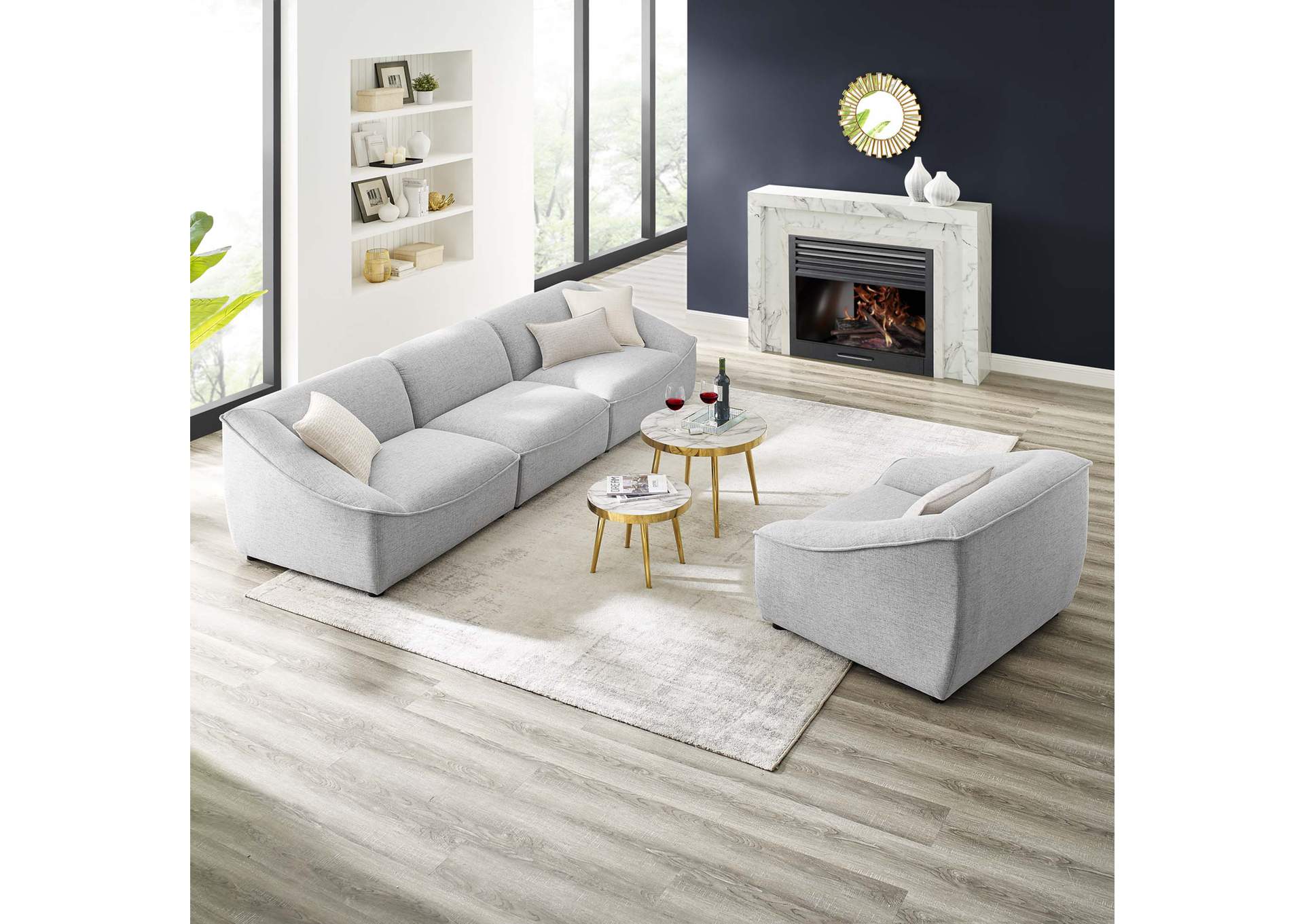 Light Gray Comprise 4-Piece Living Room Set,Modway