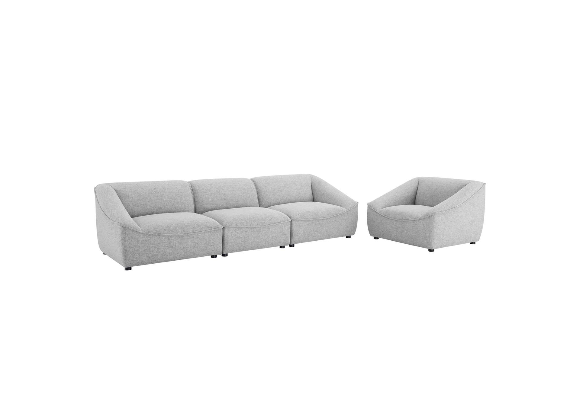 Light Gray Comprise 4-Piece Living Room Set,Modway