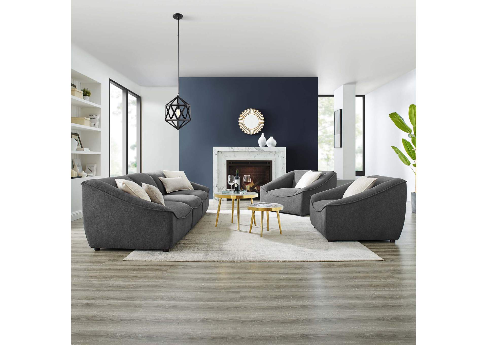 Charcoal Comprise 5-Piece Living Room Set,Modway