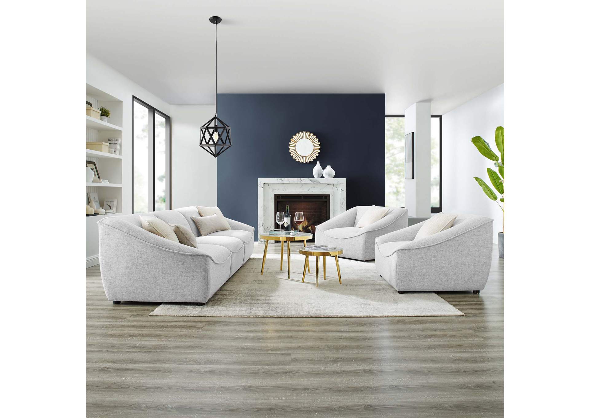 Light Gray Comprise 5-Piece Living Room Set,Modway