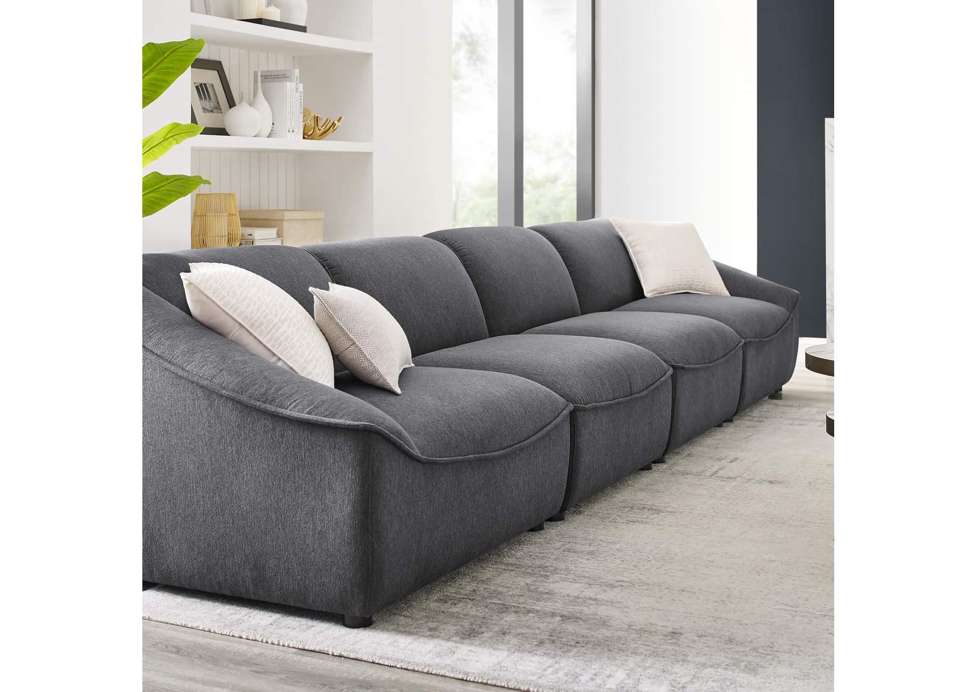 Charcoal Comprise 4-Piece Sofa,Modway