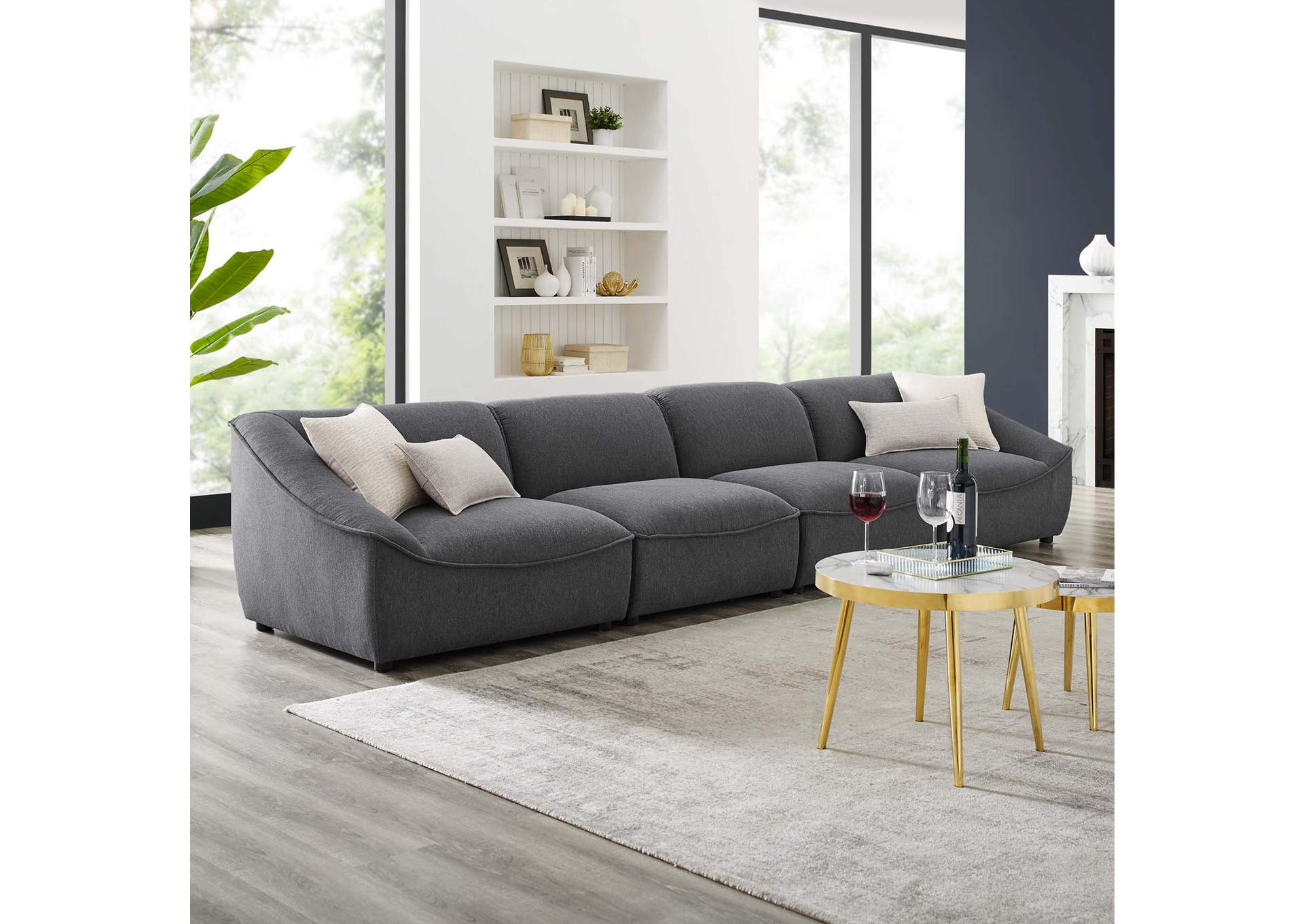 Charcoal Comprise 4-Piece Sofa,Modway