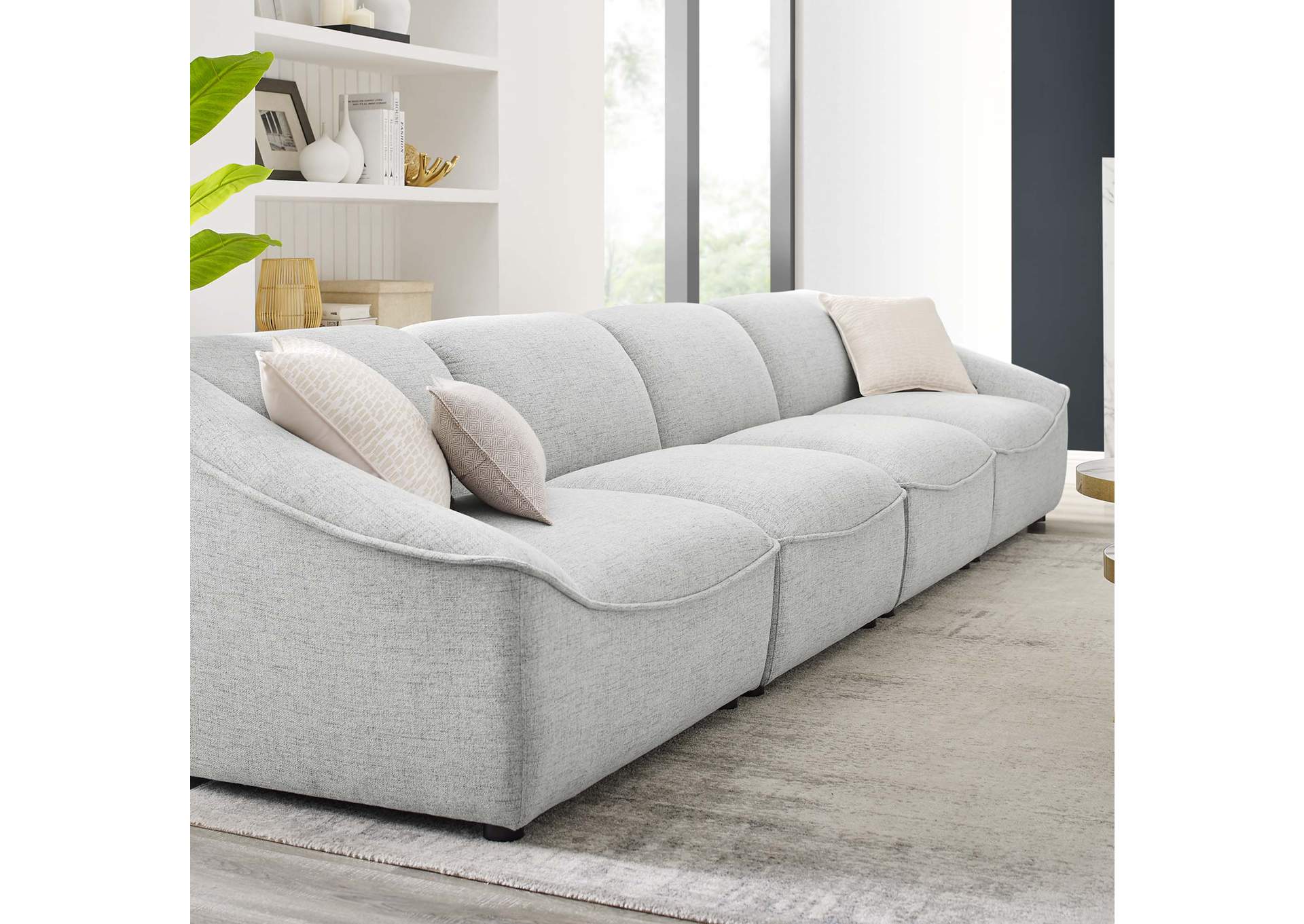 Light Gray Comprise 4-Piece Sofa,Modway