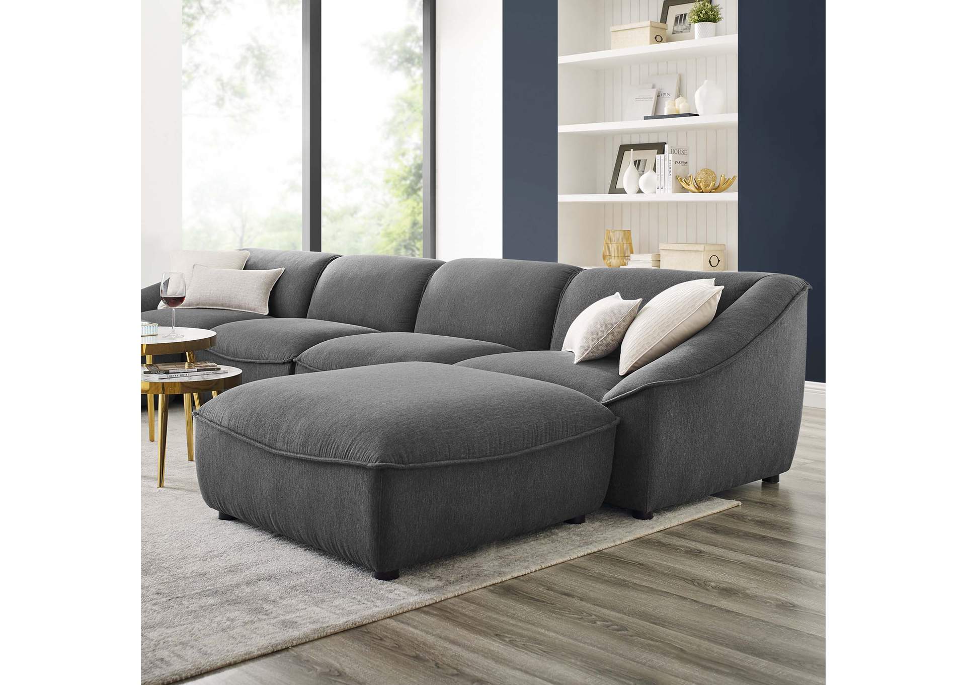 Charcoal Comprise 6-Piece Living Room Set,Modway