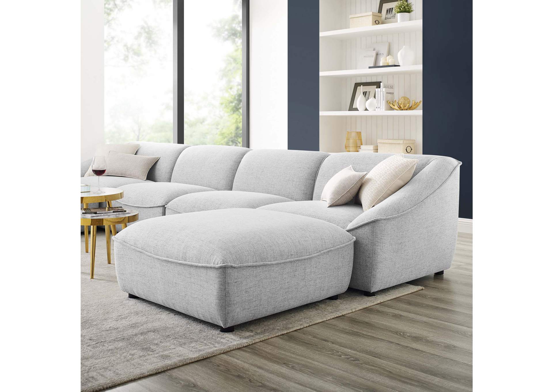 Light Gray Comprise 6-Piece Living Room Set,Modway