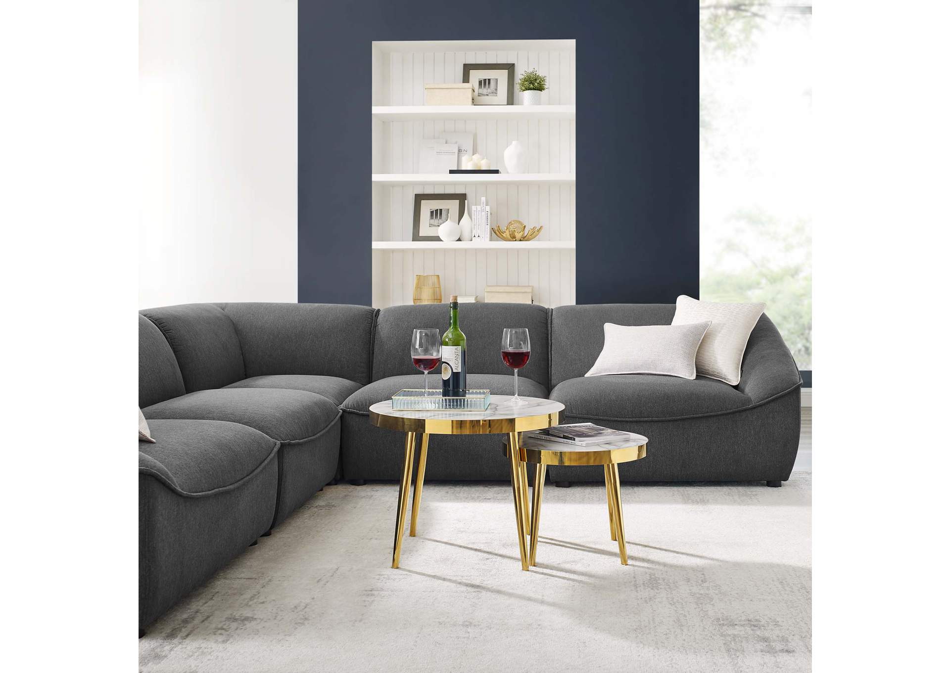 Charcoal Comprise 5-Piece Sectional Sofa,Modway