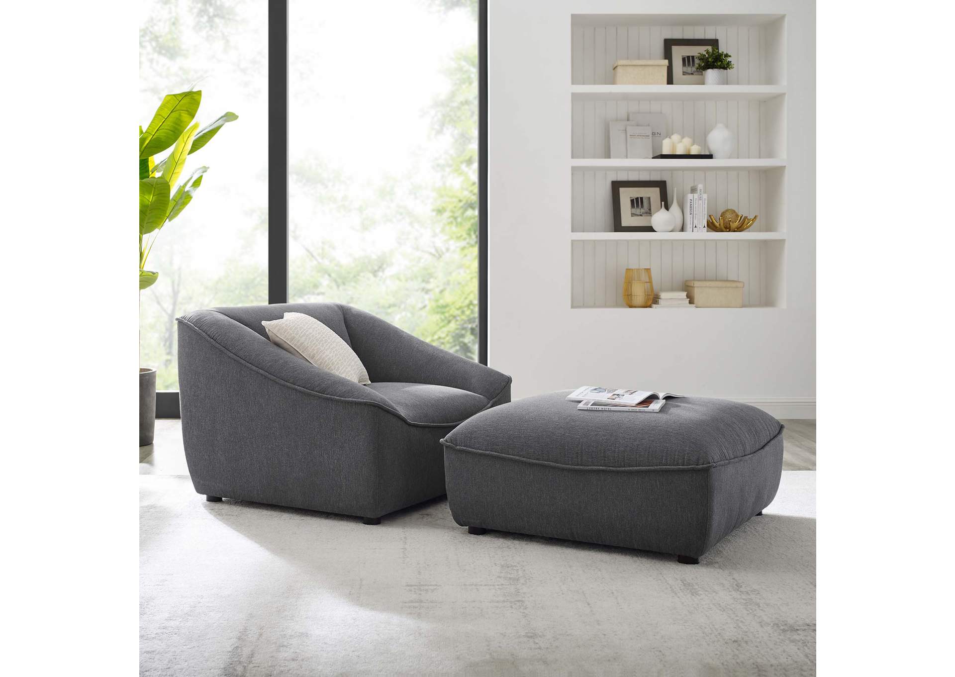 Charcoal Comprise 2-Piece Living Room Set,Modway