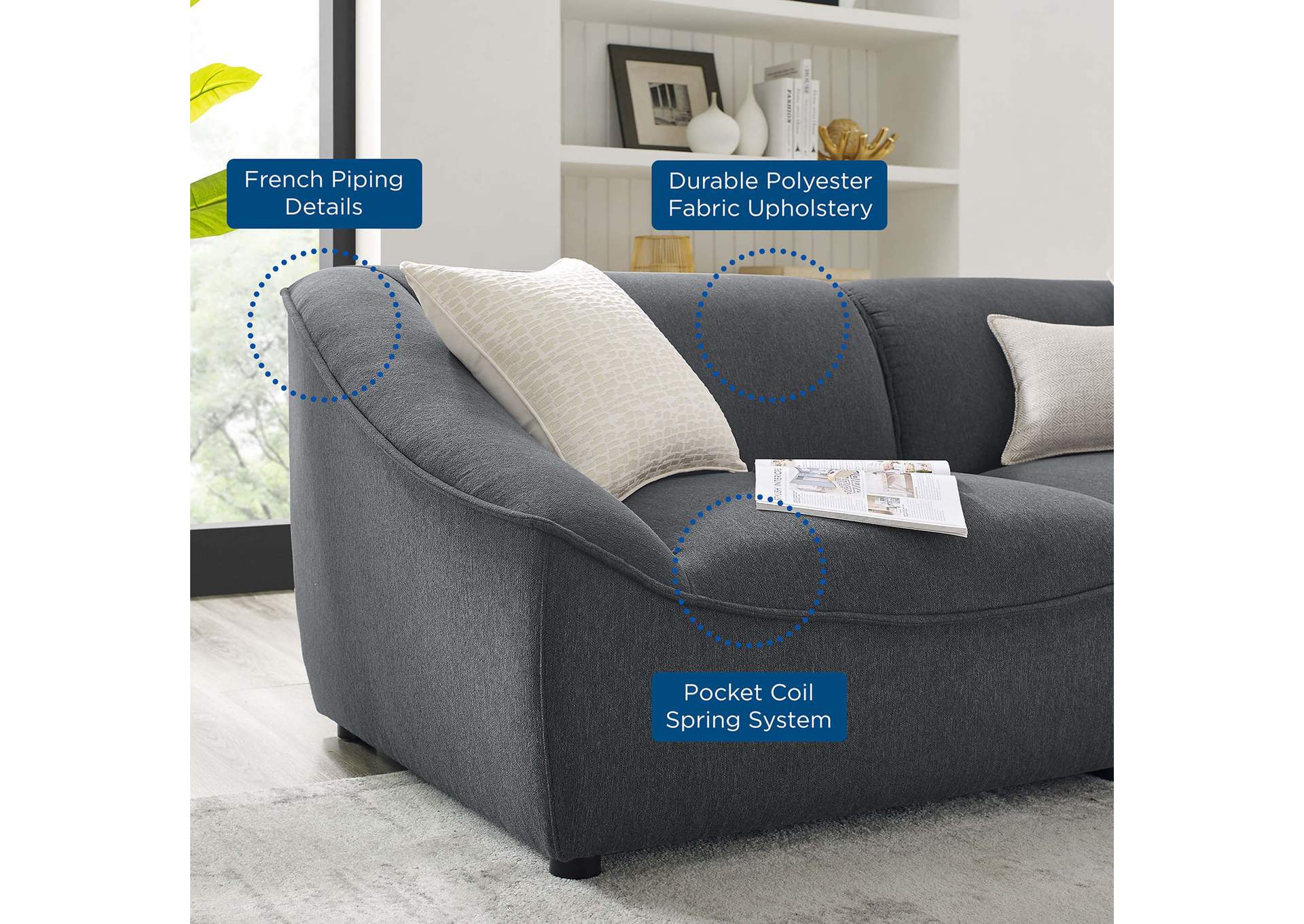 Charcoal Comprise 7-Piece Sectional Sofa,Modway