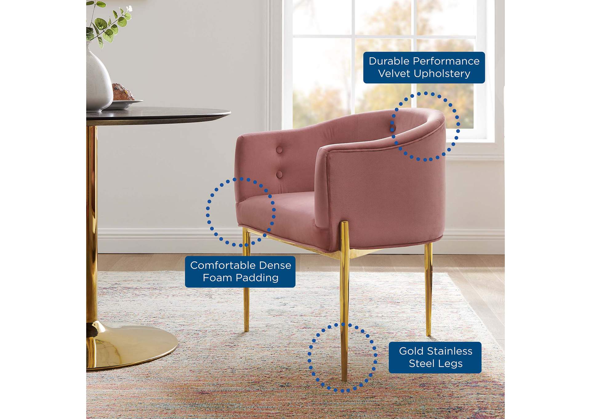 Dusty Rose Savour Tufted Performance Velvet Accent Chairs - [Set of 2],Modway