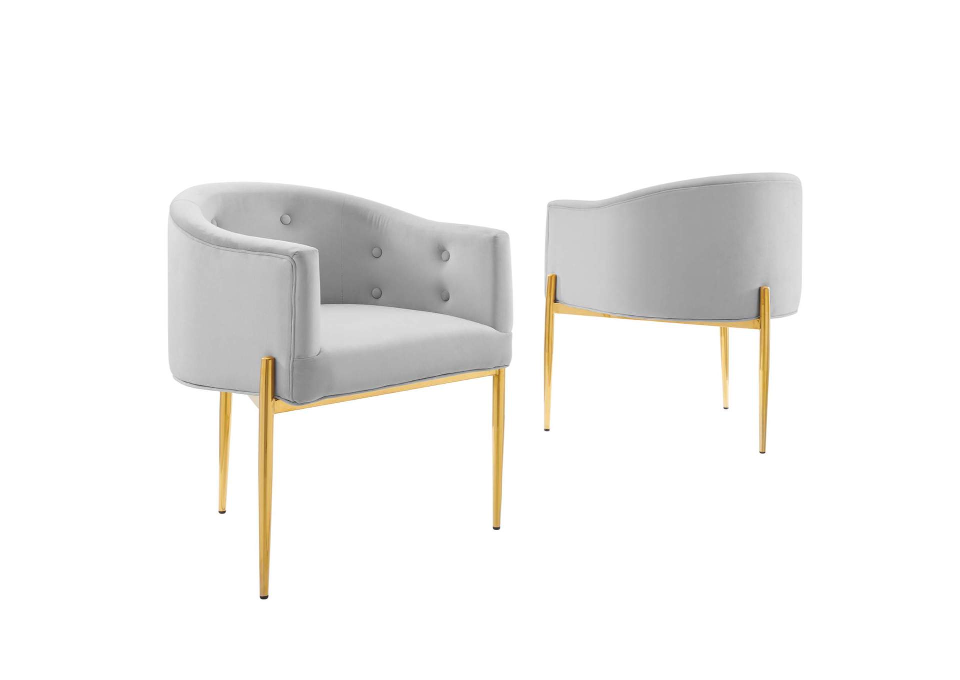 Light Gray Savour Tufted Performance Velvet Accent Chairs - [Set of 2],Modway