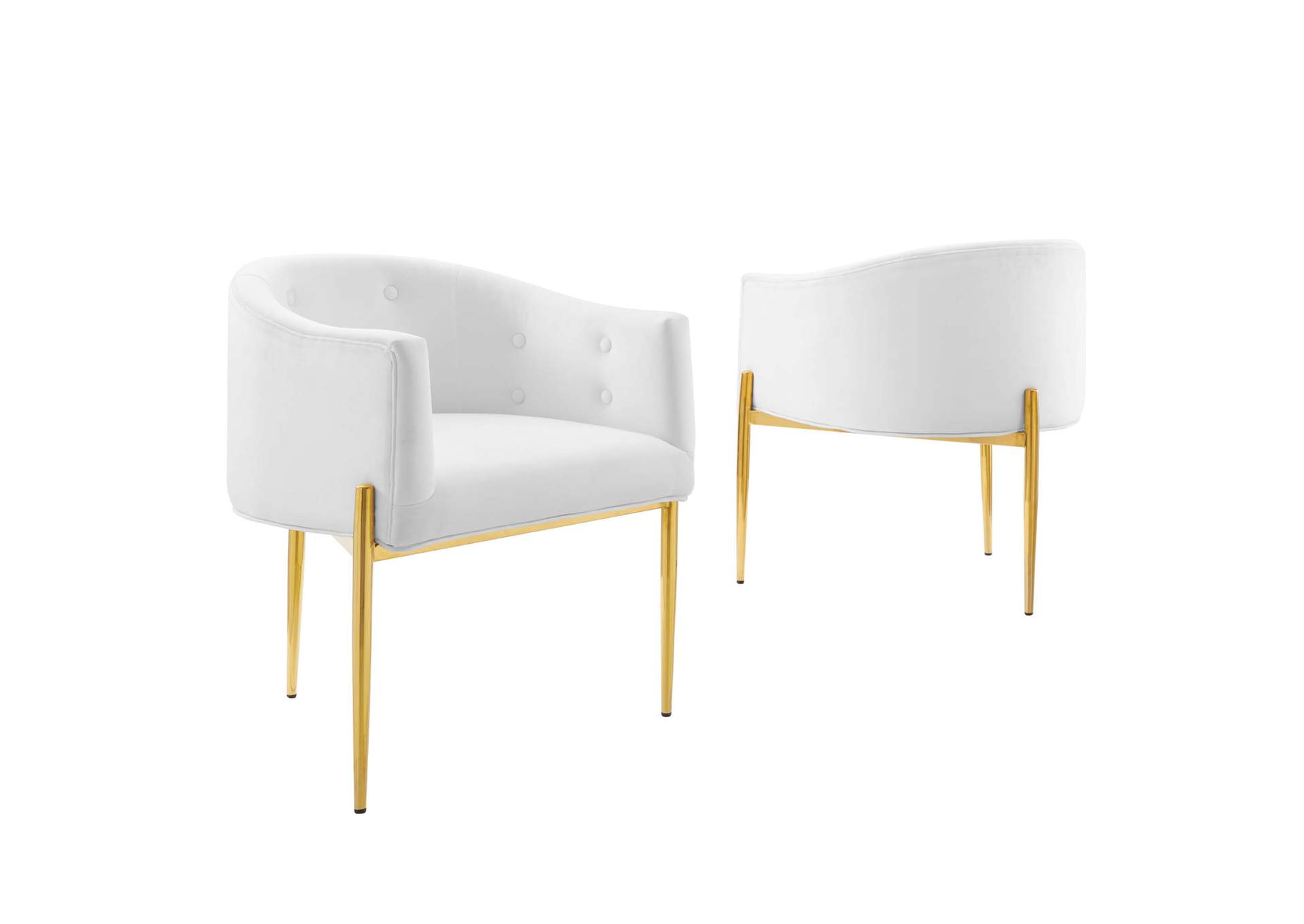 White Savour Tufted Performance Velvet Accent Chairs - [Set of 2],Modway