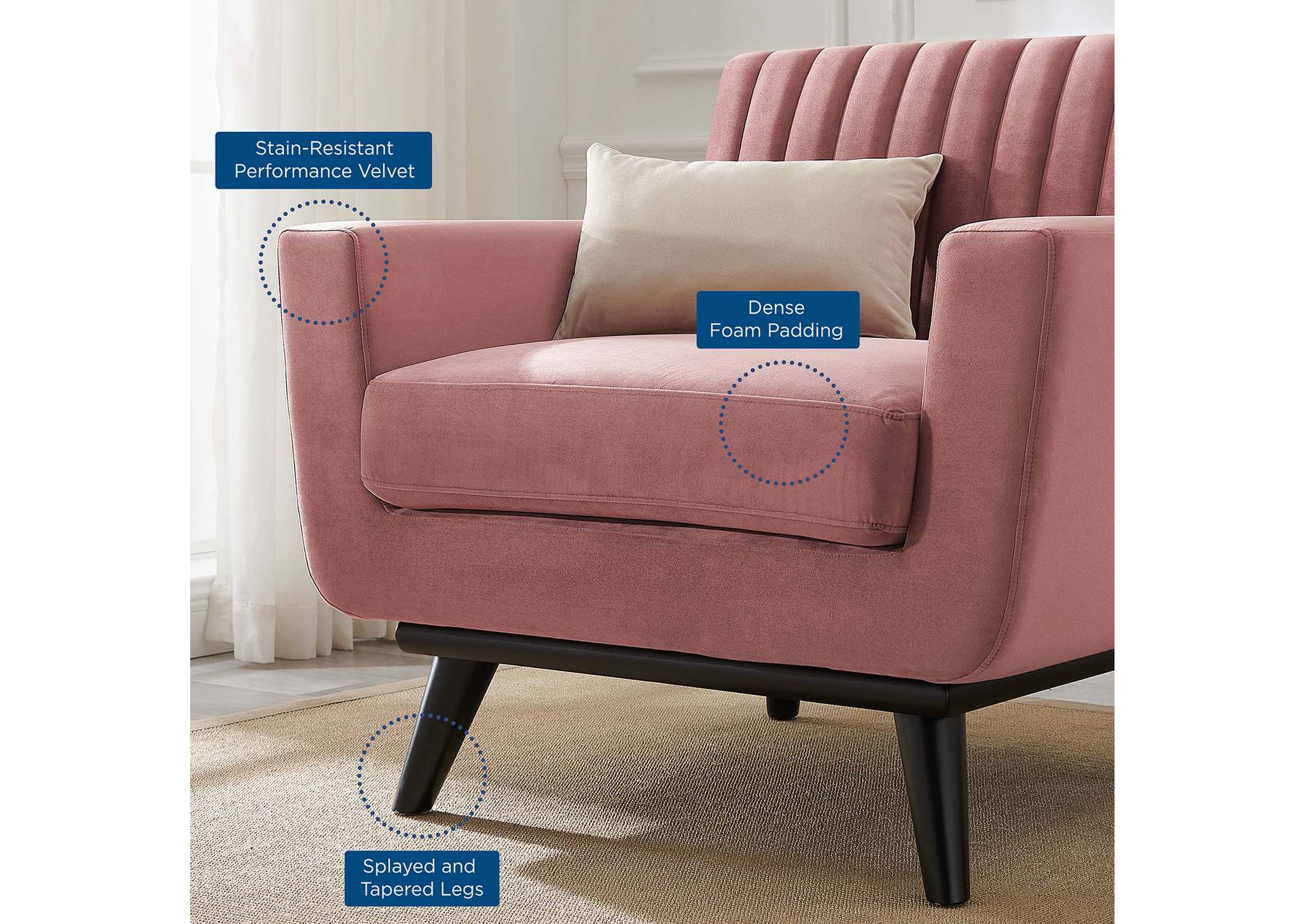 Engage Channel Tufted Performance Velvet Armchair,Modway