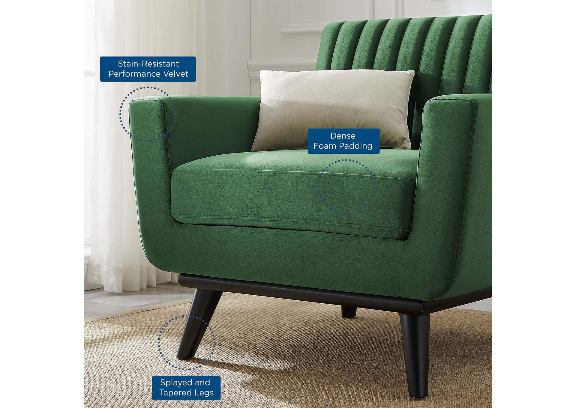 Engage Channel Tufted Performance Velvet Armchair,Modway