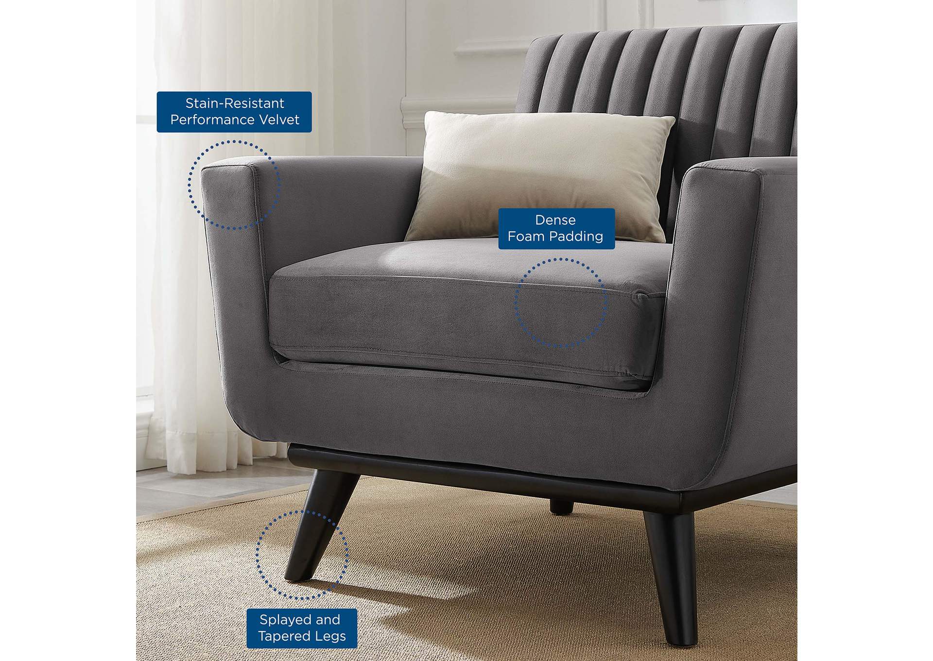 Engage Channel Tufted Performance Velvet Armchair,Modway