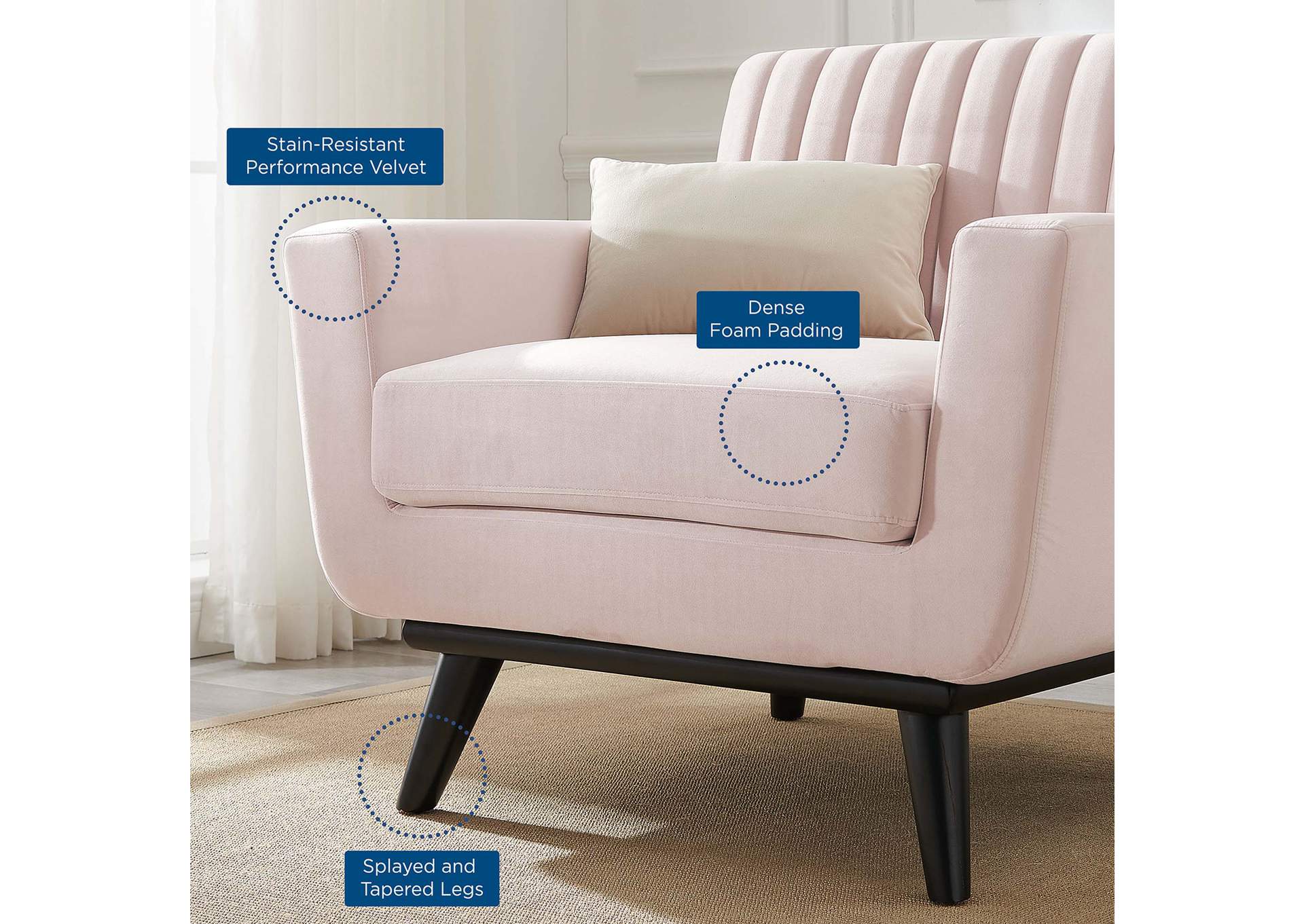 Engage Channel Tufted Performance Velvet Armchair,Modway