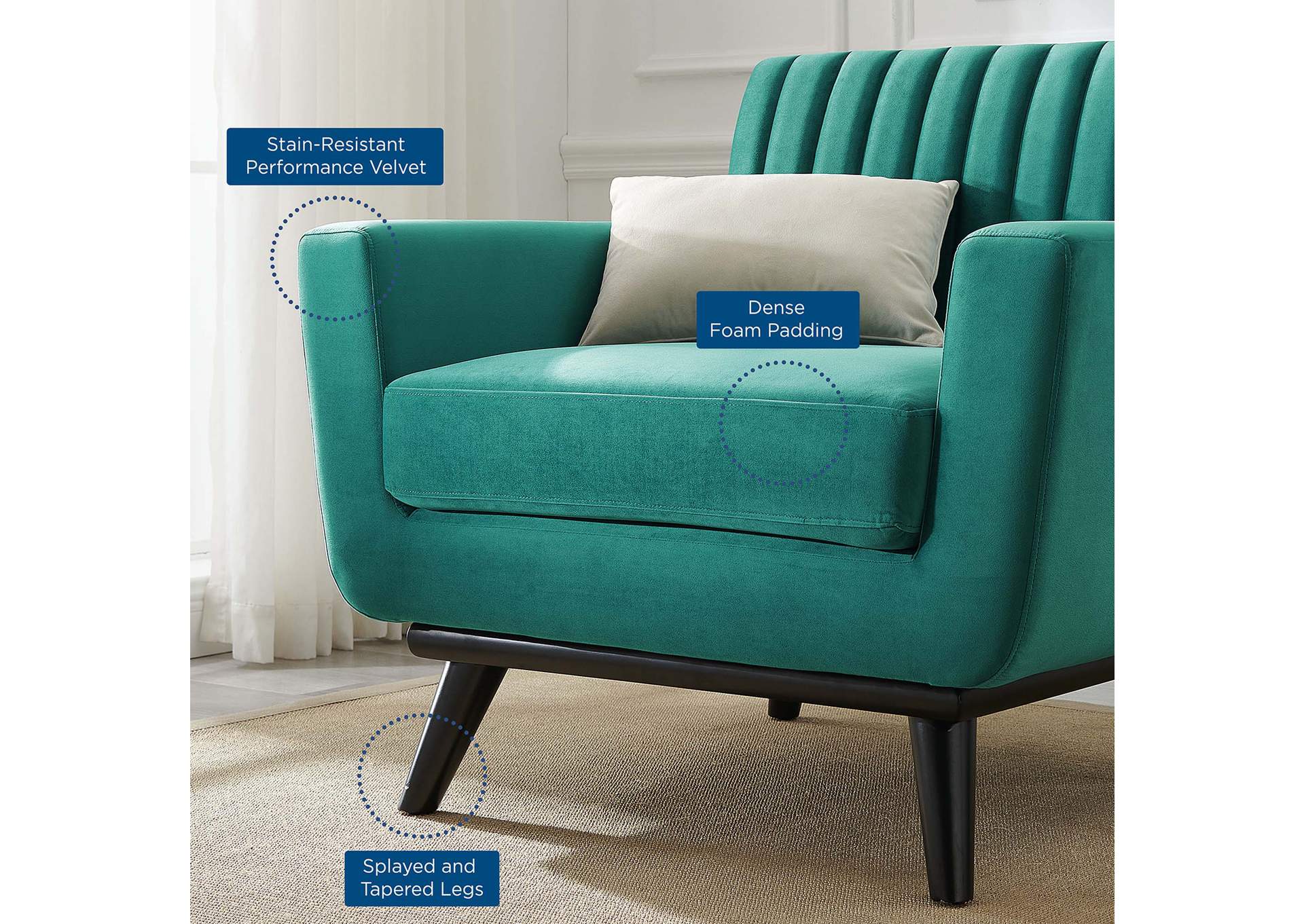 Engage Channel Tufted Performance Velvet Armchair,Modway